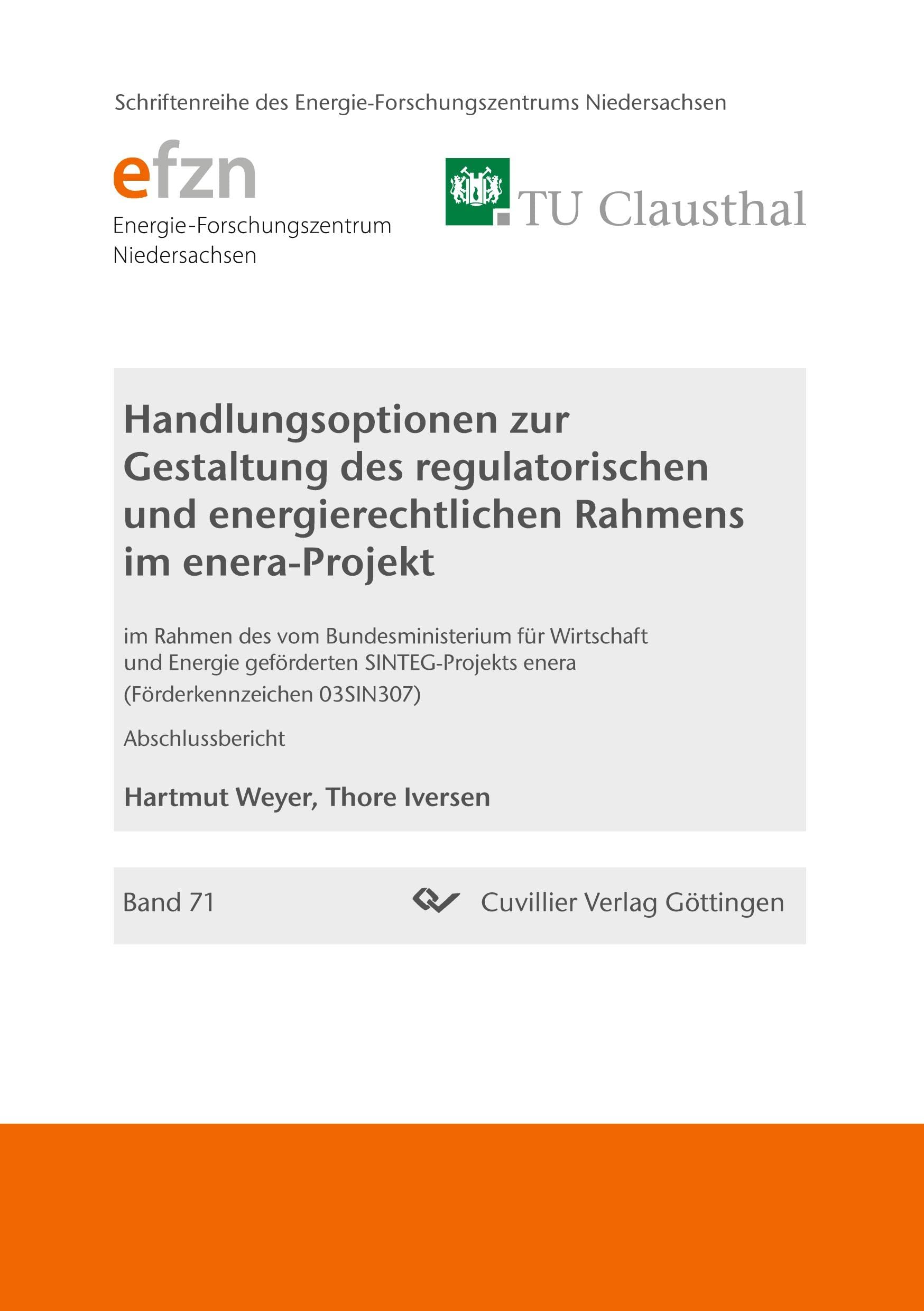 Handlungsoptionen zur Gestaltung des regulatorischen und energierechtlichen Rahmens im enera-Projekt book