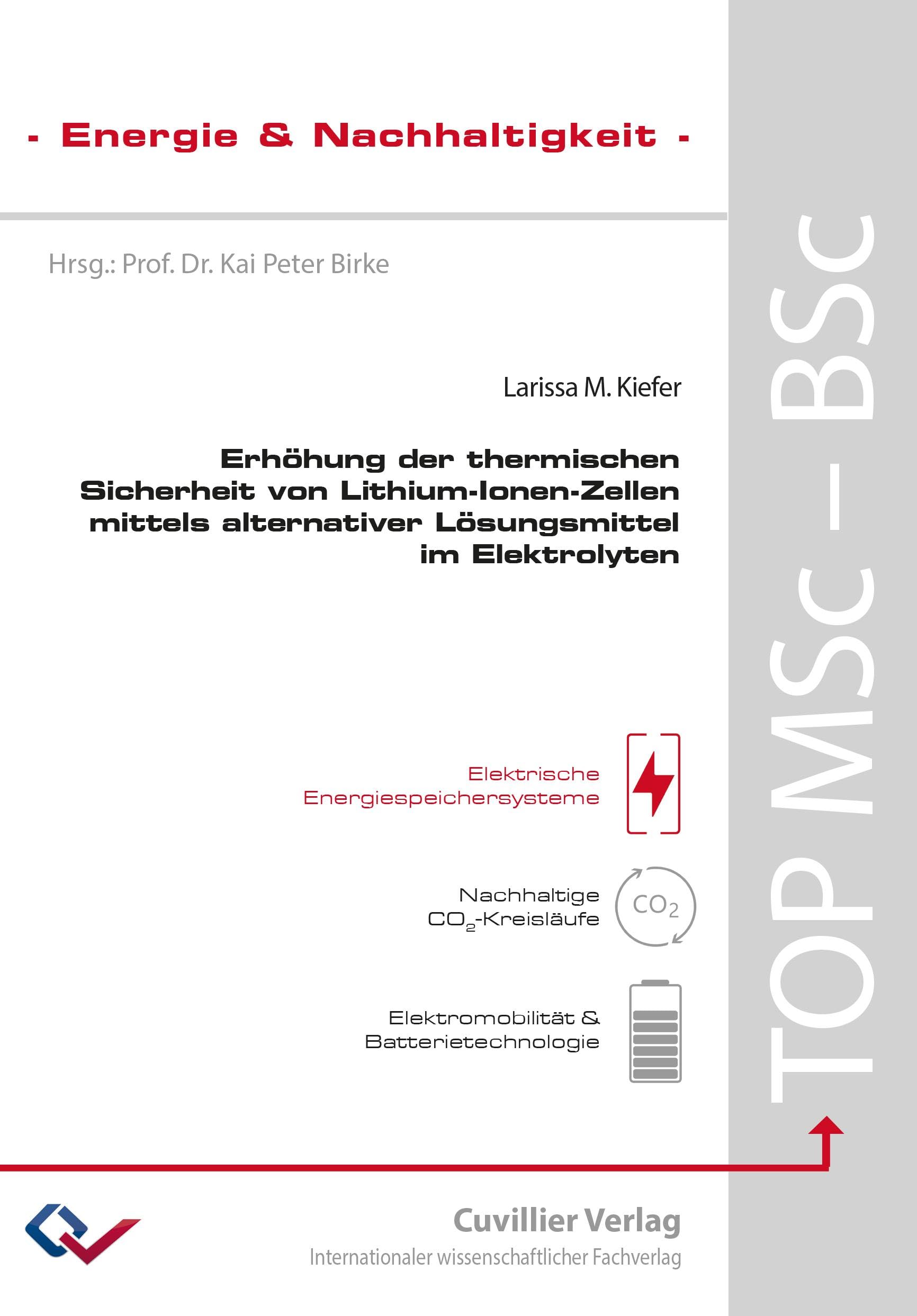 Erhöhung der thermischen Sicherheit von Lithium-Ionen-Zellen mittels alternativer Lösungsmittel im Elektrolyten Computer Science