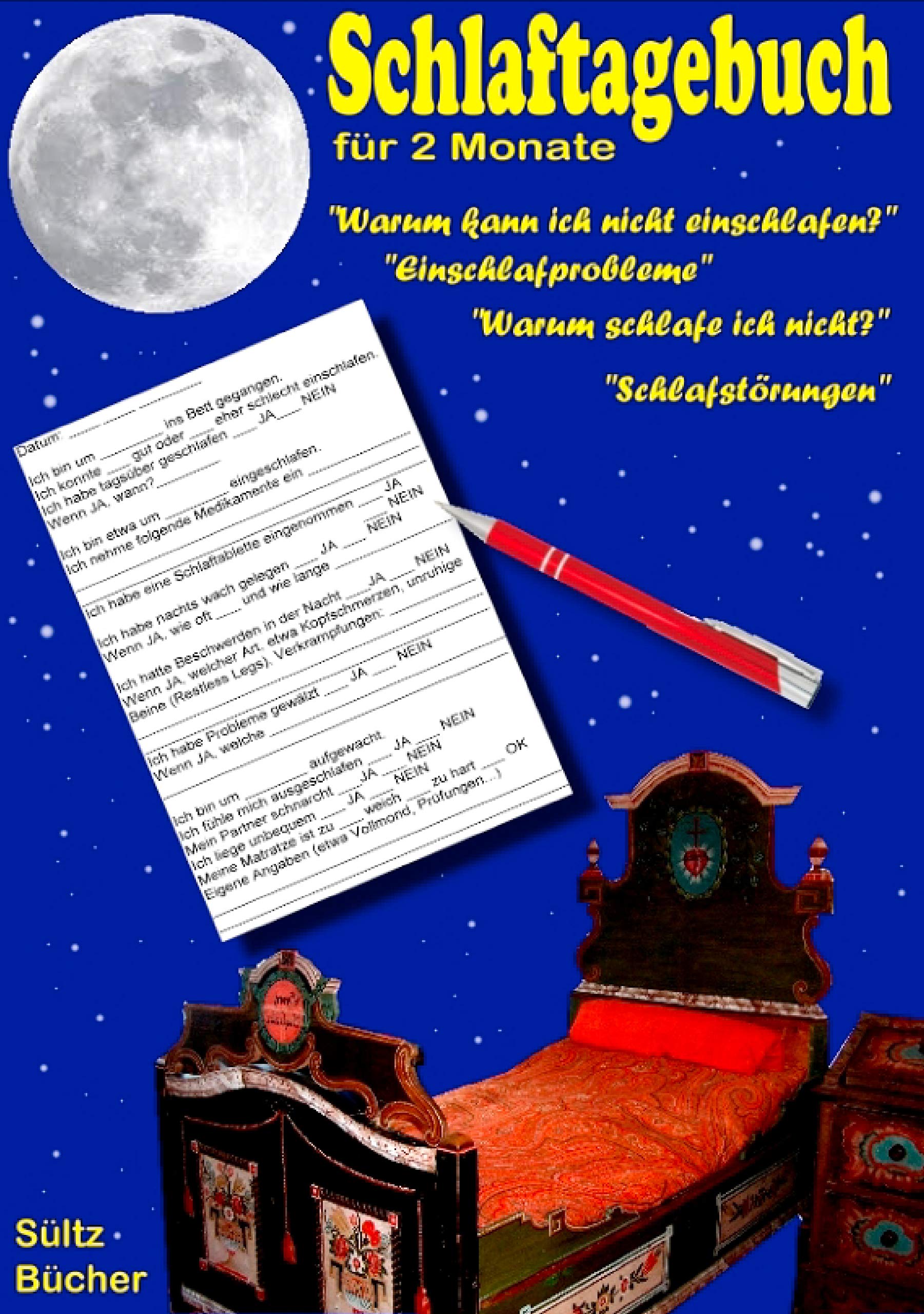 Schlaftagebuch für 2 Monate: Warum schlafe ich nicht ein? Schlafstörungen, Schlafprobleme dokumentieren. Leisure, Home & Garden