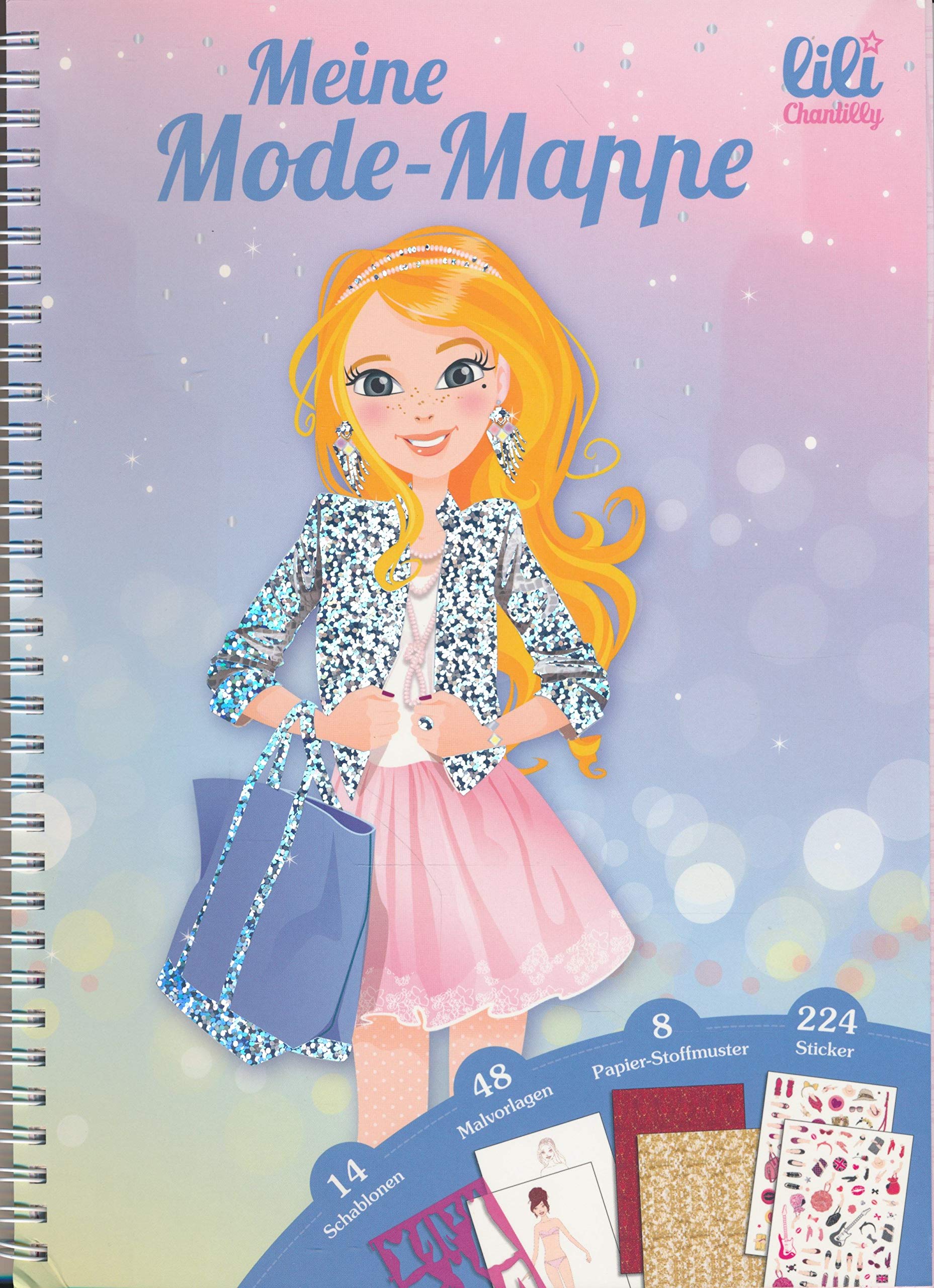 Meine Mode-Mappe - 14 Schablonen, 48 Malvorlagen, 8 Papier-Stoffmuster, 224 Sticker Books
