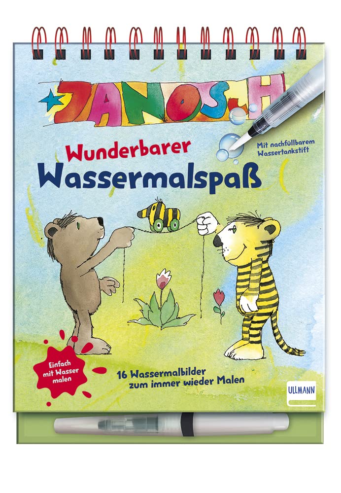 Janosch - Wunderbarer Wassermalspaß: Einfach mit Wasser malen - Janosch-Malbuch mit 16 Bildern, die sich beim Kontakt mit Wasser bunt färben, mit nachfüllbarem Wassermalstift, ab 3 Jahren Non-fiction