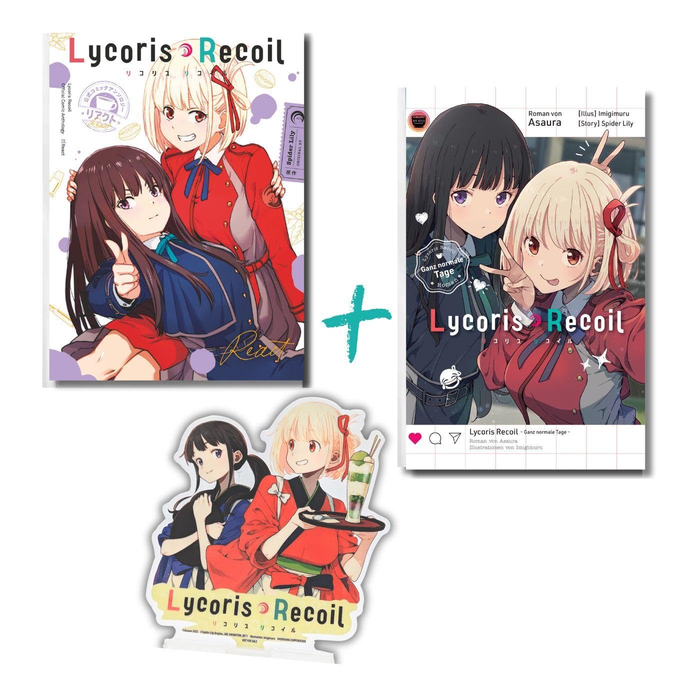 Lycoris Recoil Bundle: Manga + Roman + Acrylfigur Humour & Satire