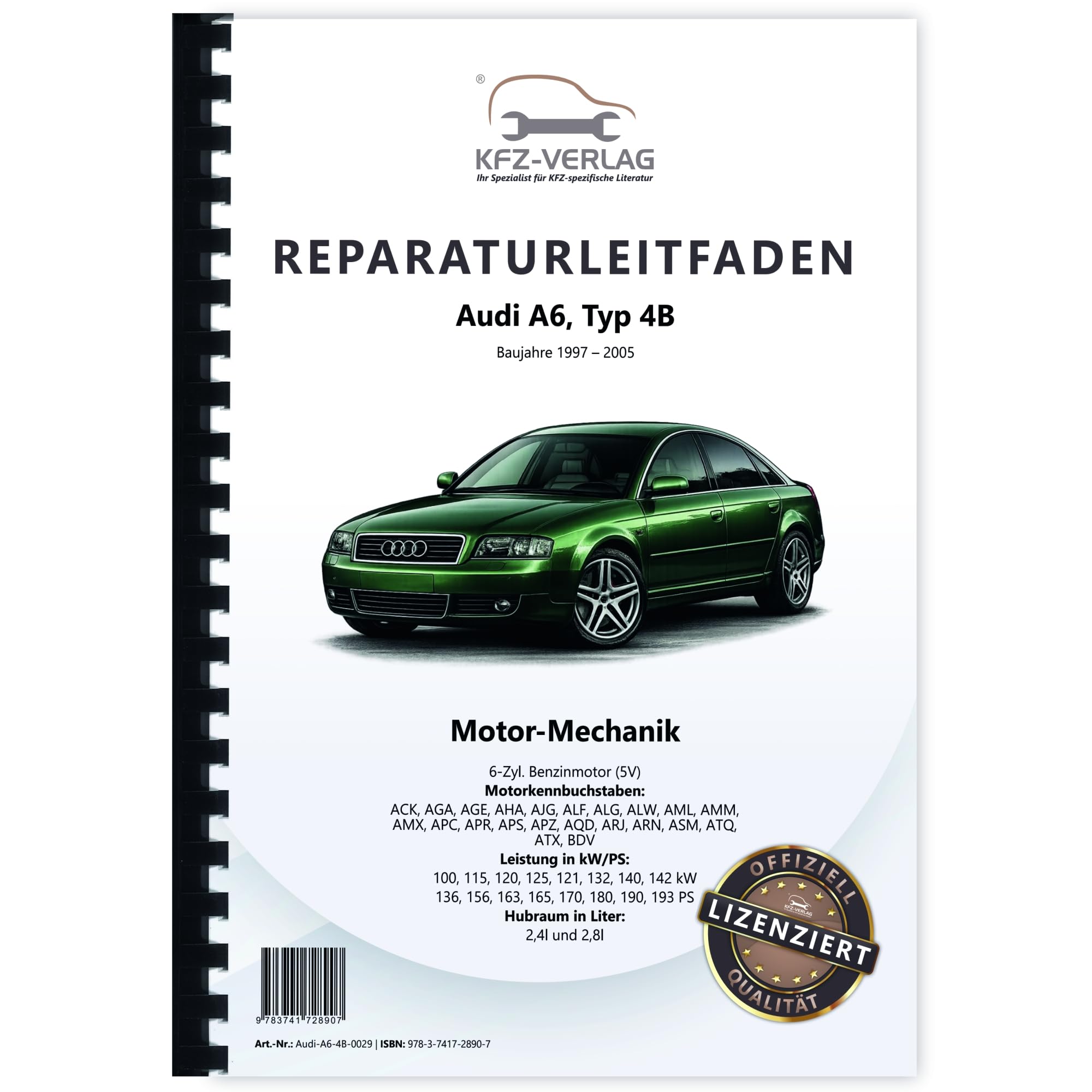 Audi A6 4B (97-05) 6-Zyl. Benzinmotor 136-193 PS Mechanik Reparaturanleitug Business & Technology
