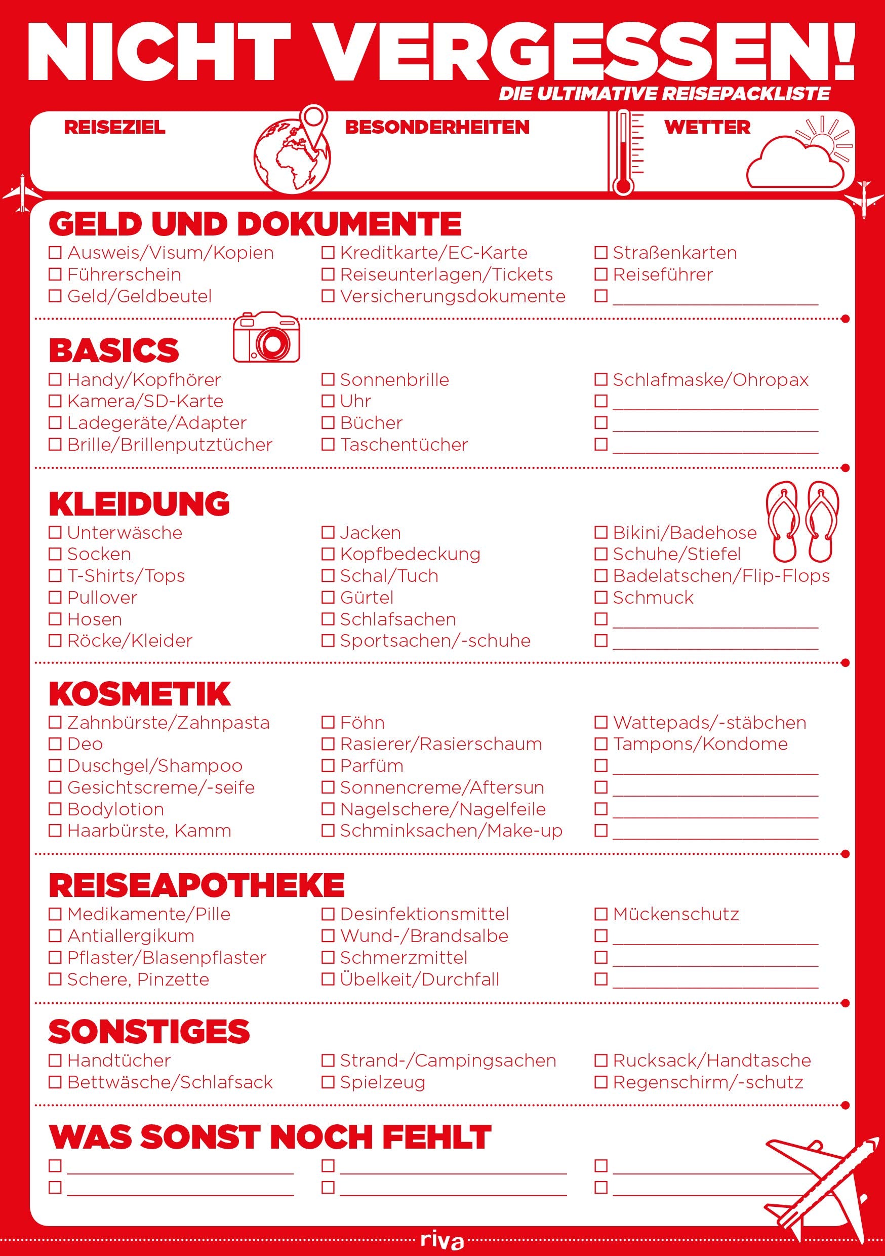 Nicht vergessen!: Die ultimative Reisepackliste Travel Guides