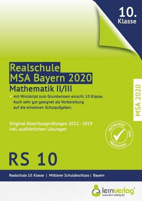 Original Abschlussprüfungen Mathematik II Realschule Bayern Study Guides