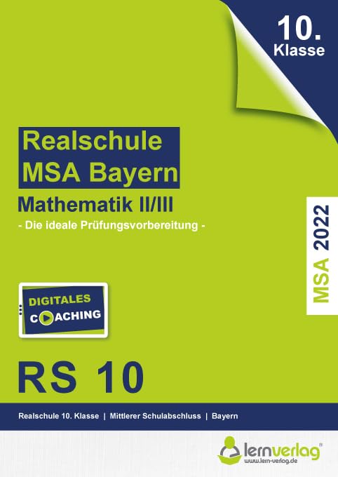 Original-Prüfungen Mathematik II/III Realschule 2022 Bayern Study Guides