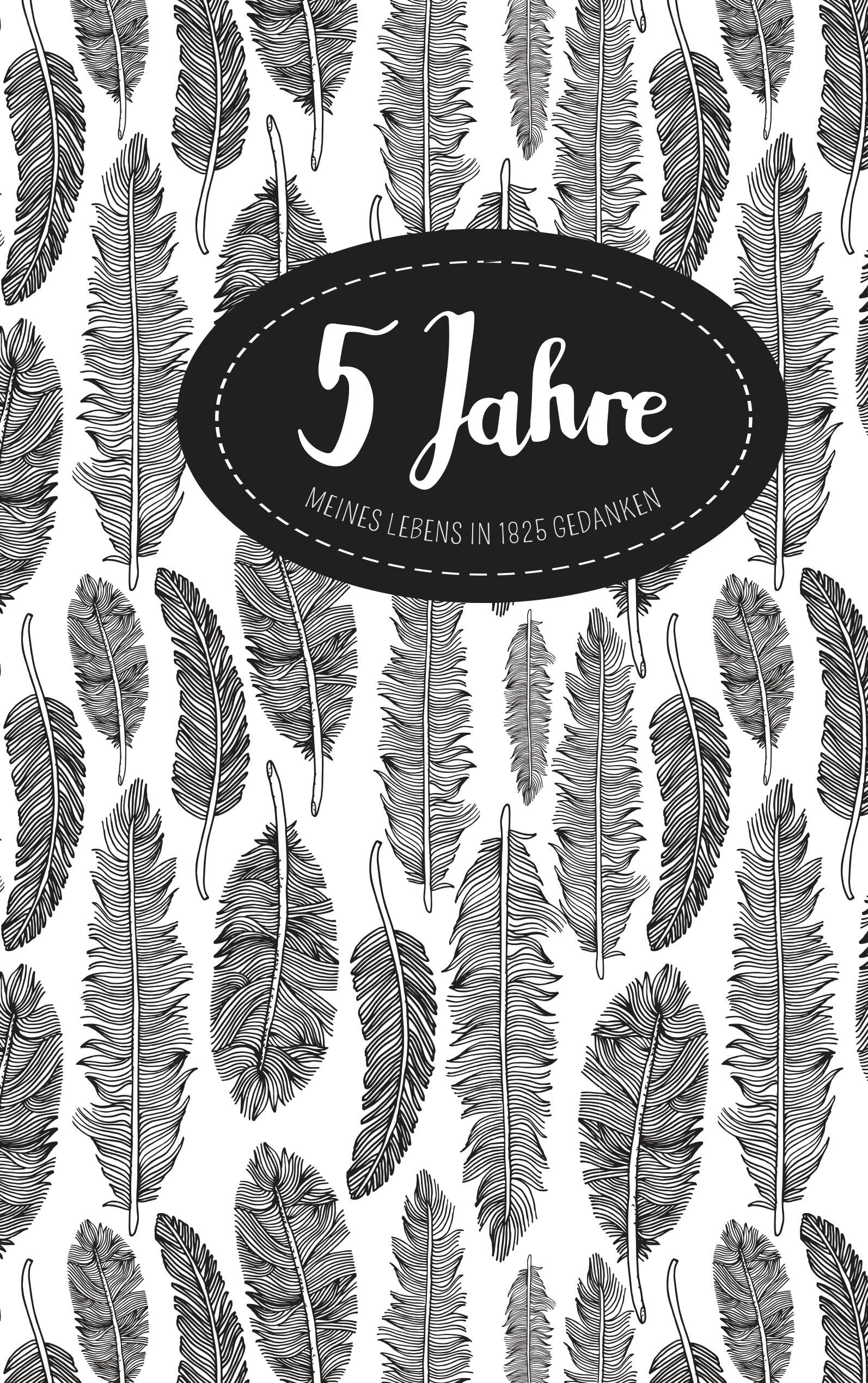 Tagebuch - 5 Jahre: Ringbuch, 192 Seiten, cremeweiß liniert, Feder-Design Living & Furnishing