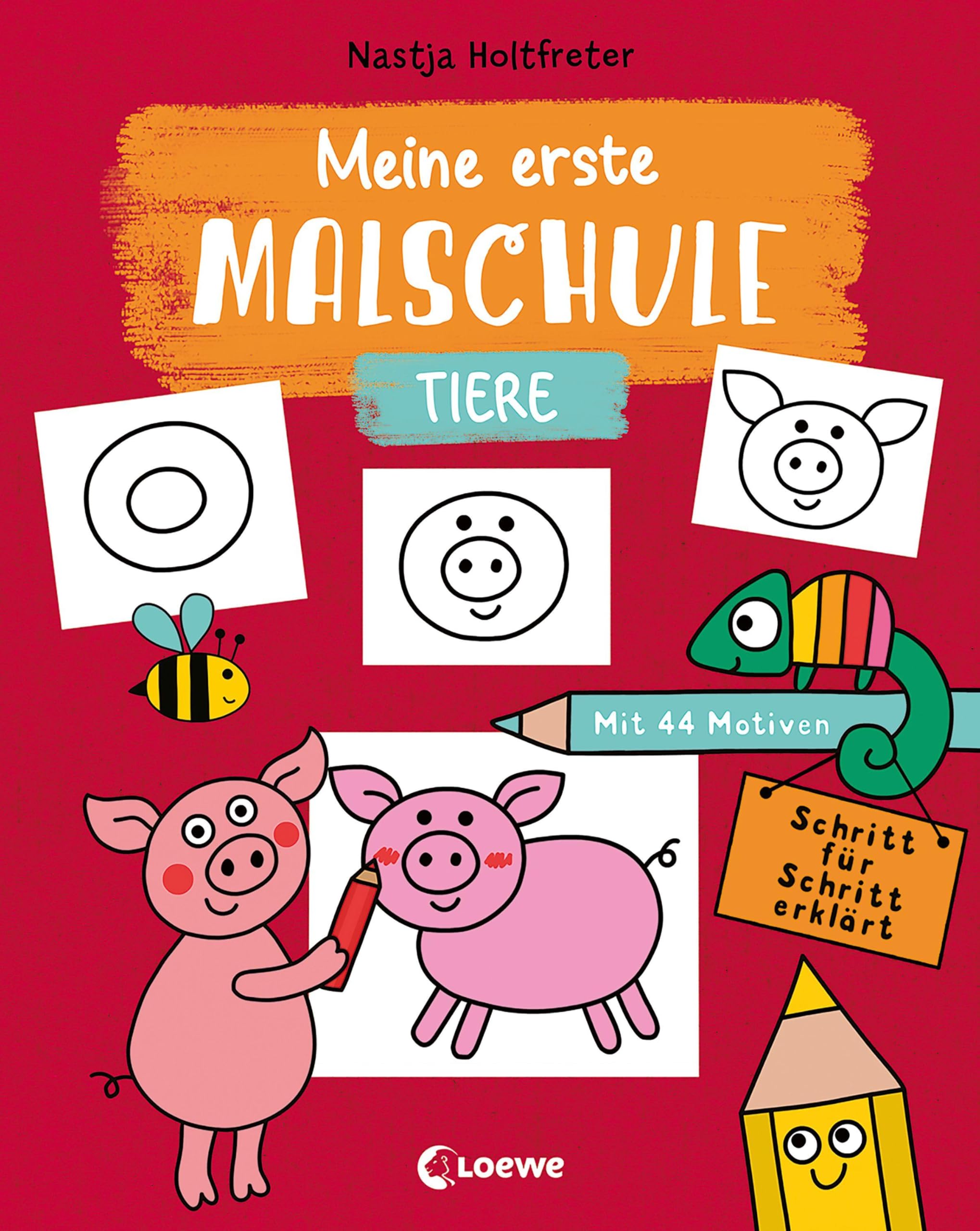 Meine erste Malschule - Tiere: Mit 44 Motiven. Schritt für Schritt erklärt - Zeichnen und Malen lernen für Kinder ab 3 Jahren Film, Art & Culture