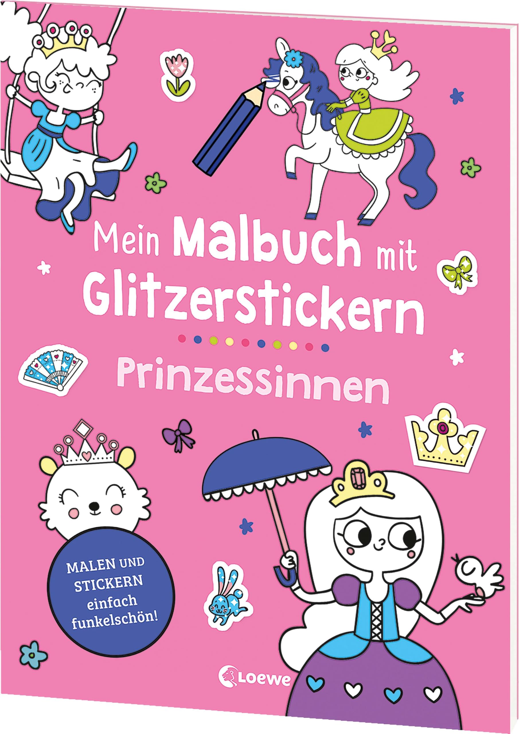Mein Malbuch mit Glitzerstickern - Prinzessinnen Pets