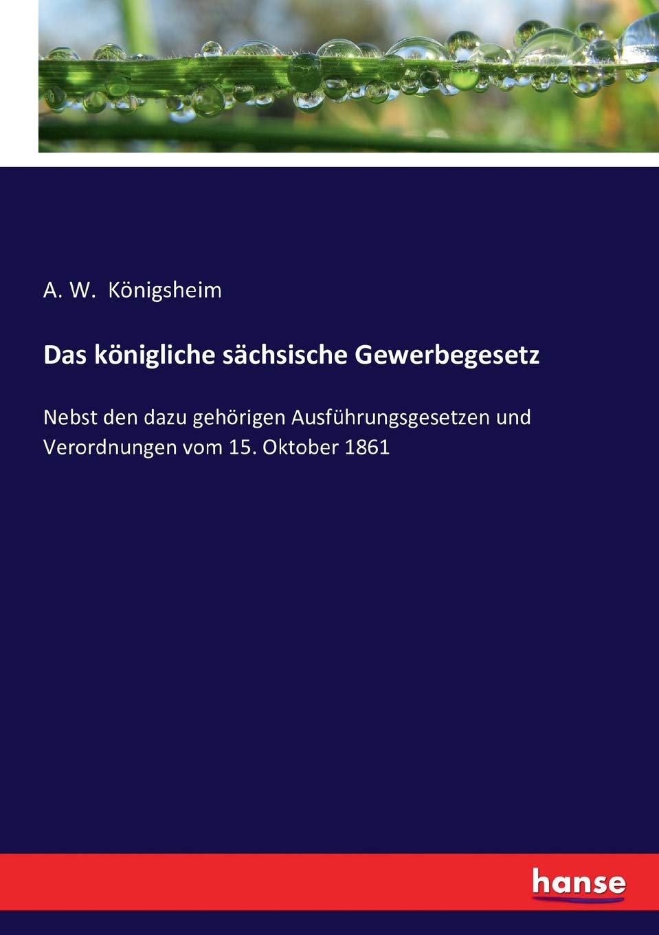 Das königliche sächsische Gewerbegesetz: Nebst den dazu gehörigen Ausführungsgesetzen und Verordnungen vom 15. Oktober 1861 Law