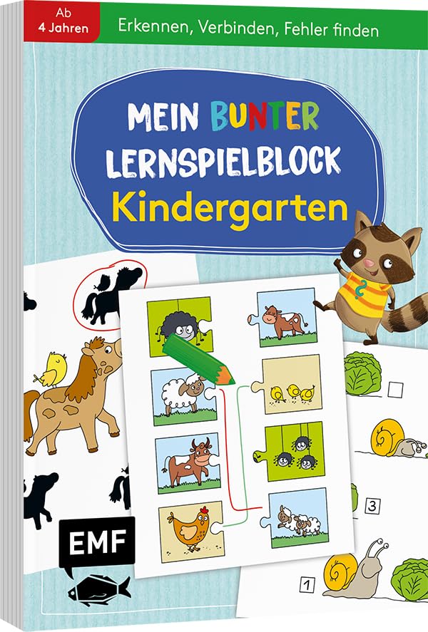 Mein bunter Lernspielblock – Kindergarten: Erkennen, Verbinden, Fehler finden: Übungen und Rätsel ab 4 Jahren Non-fiction