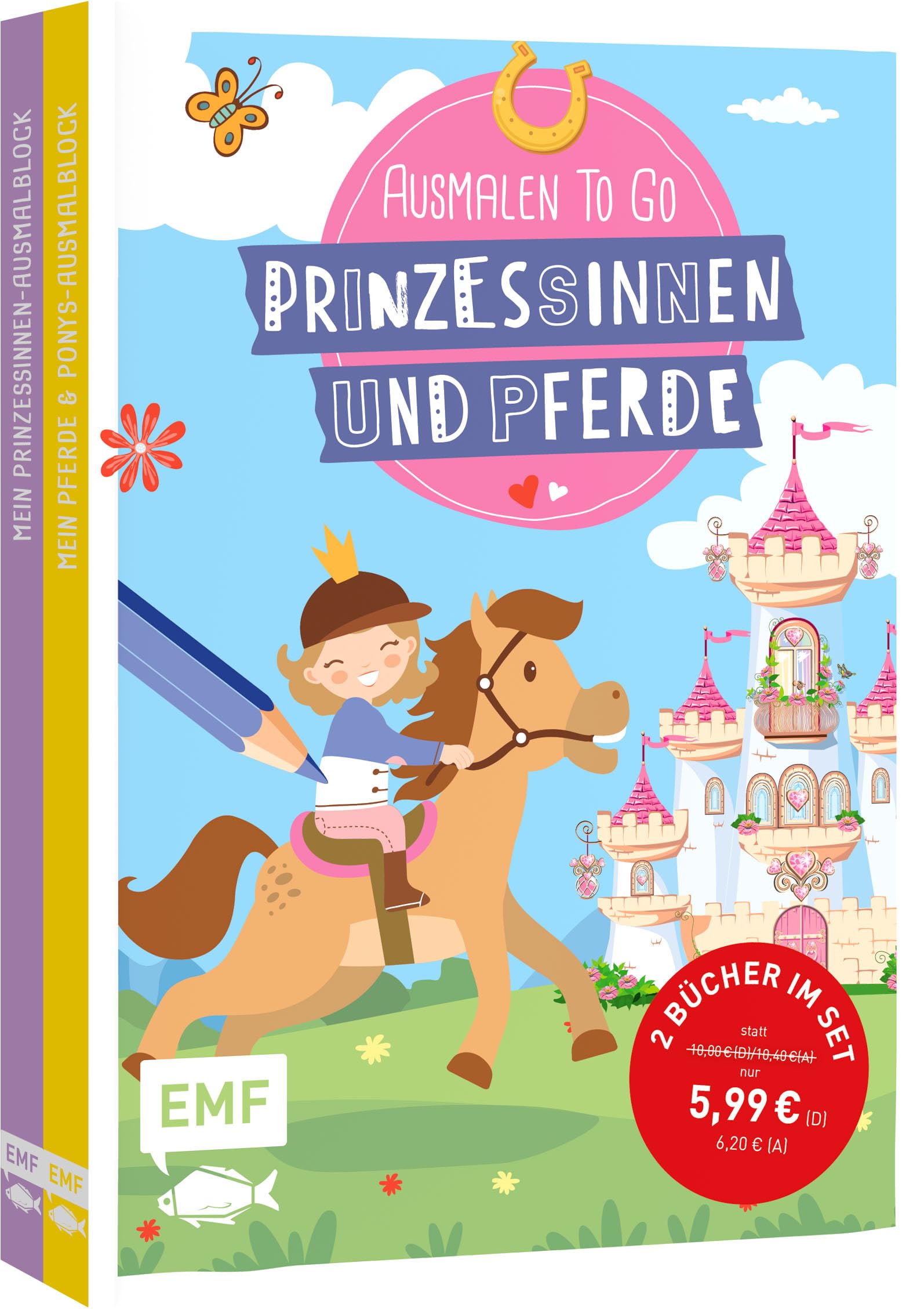 Ausmalen to go: Prinzessinnen und Pferde: 2 Ausmal-Blöcke im Bundle: 80 märchenhafte und pferdestarke Motive Non-fiction
