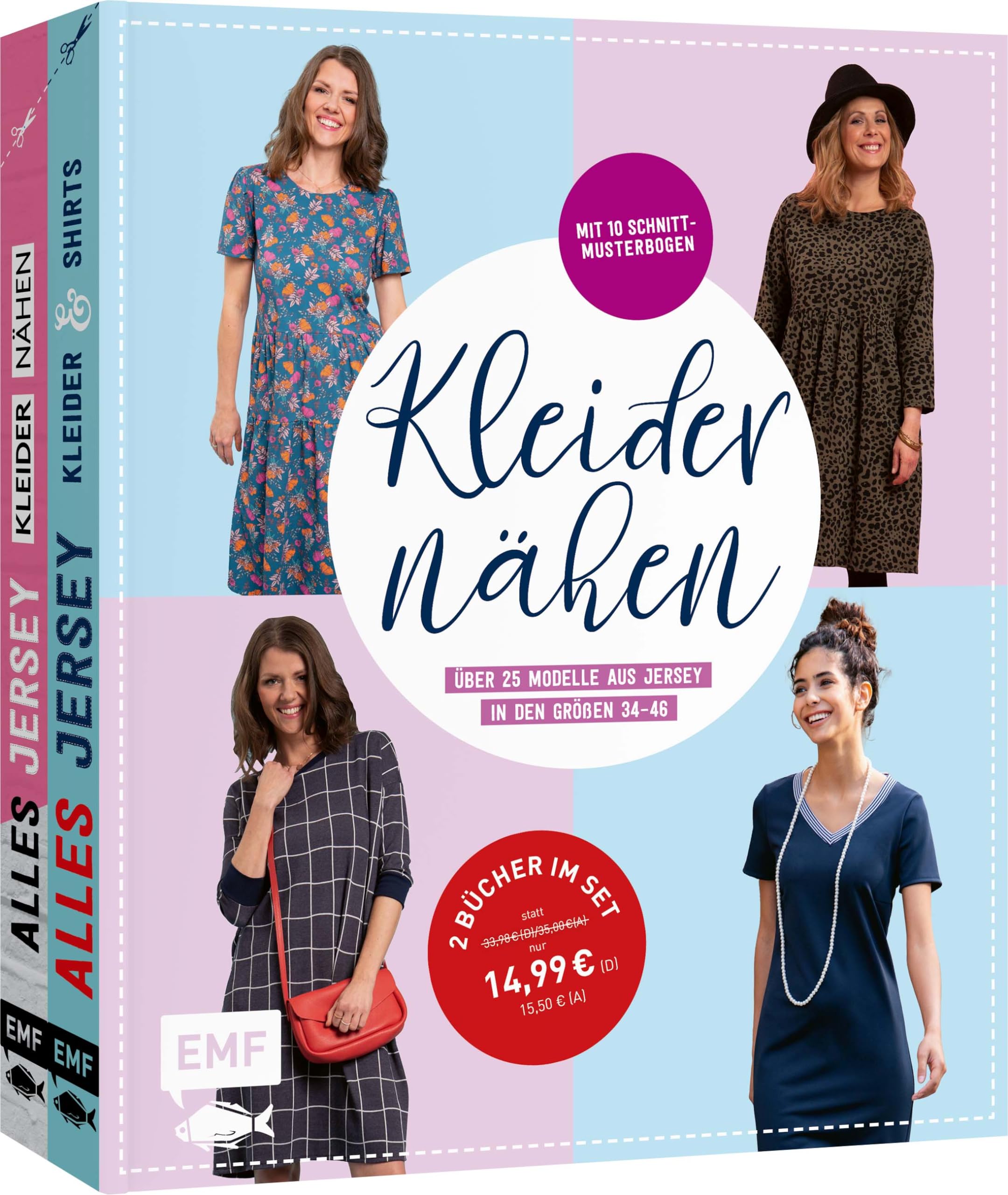 Kleider nähen - Über 25 Modelle aus Jersey in den Größen 34-46: Doppelter Nähspaß: 2 Bücher im Bundle mit 10 Schnittmusterbogen book