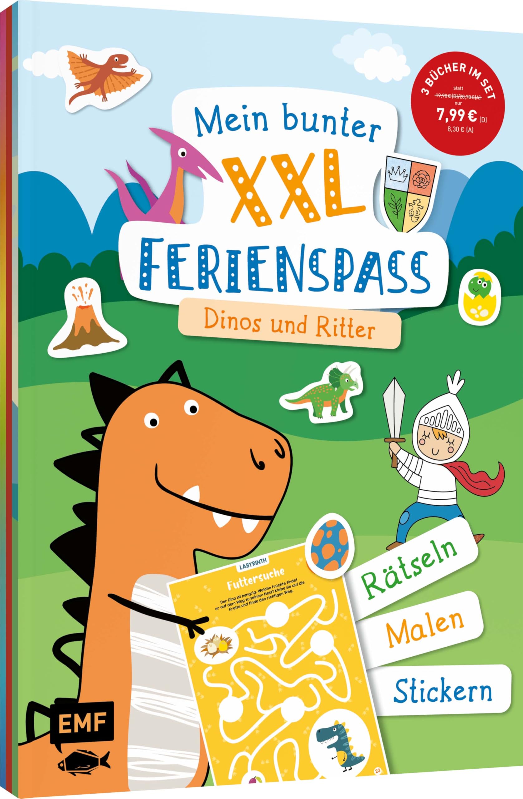 Mein bunter XXL-Ferienspaß: Dinos und Ritter - 3 Kreativbücher im Bundle book