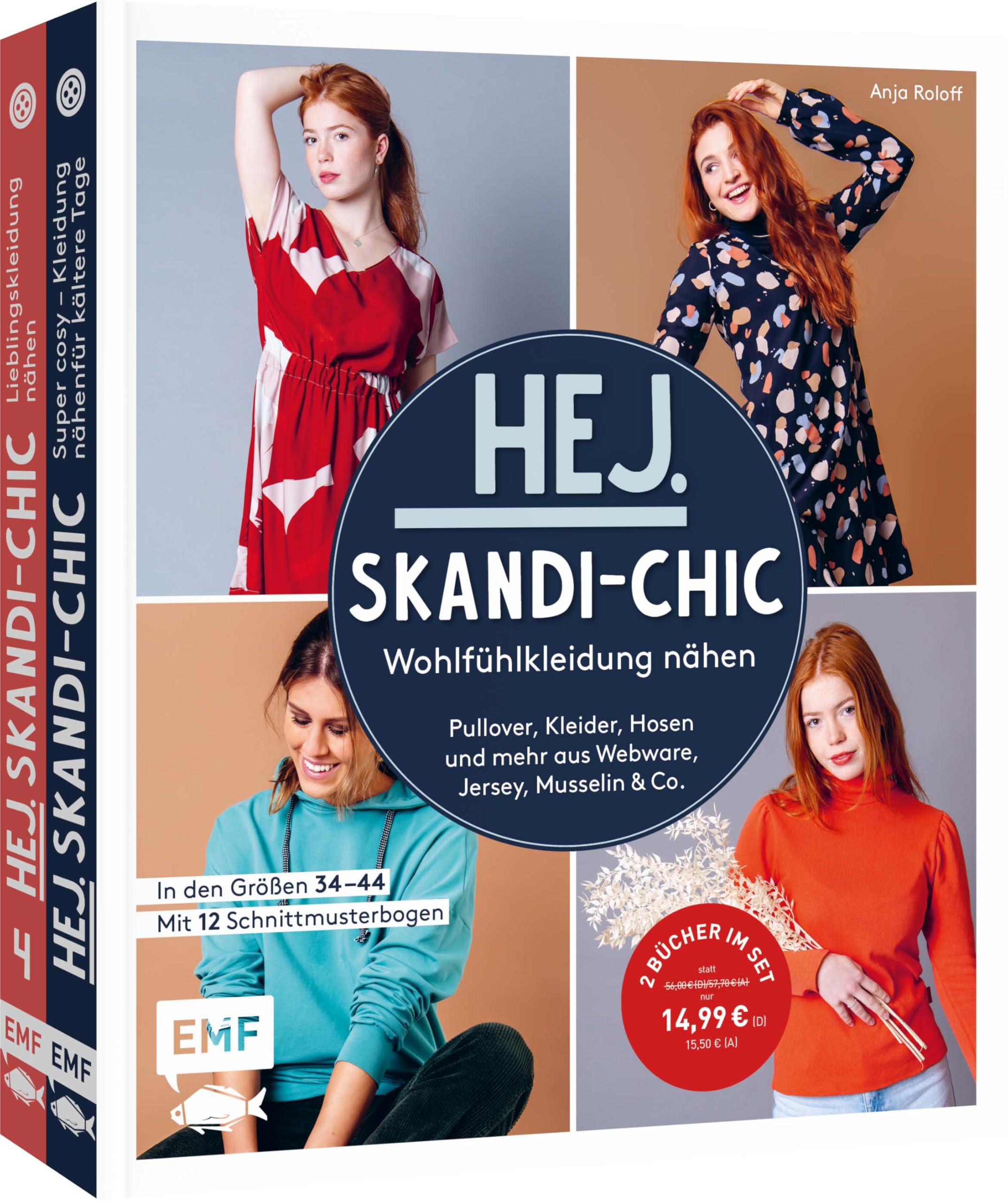 Hej.Skandi-Chic – Wohlfühlkleidung nähen – Doppeltes Nähglück: 2 Bücher im Set: Pullover, Kleider, Hosen und mehr aus Webware, Jersey, Musselin & Co. | Größe 34–44 | Mit 12 Schnittmusterbogen Hobbies & Crafts