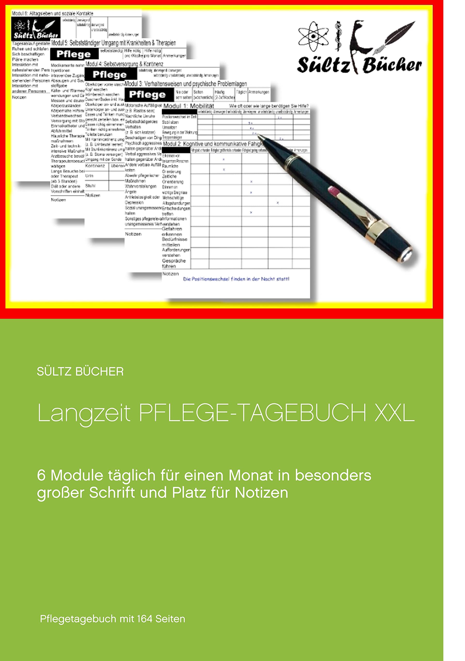 Langzeit Pflege-Tagebuch XXL: 6 Module täglich für einen Monat in besonders großer Schrift Leisure, Home & Garden