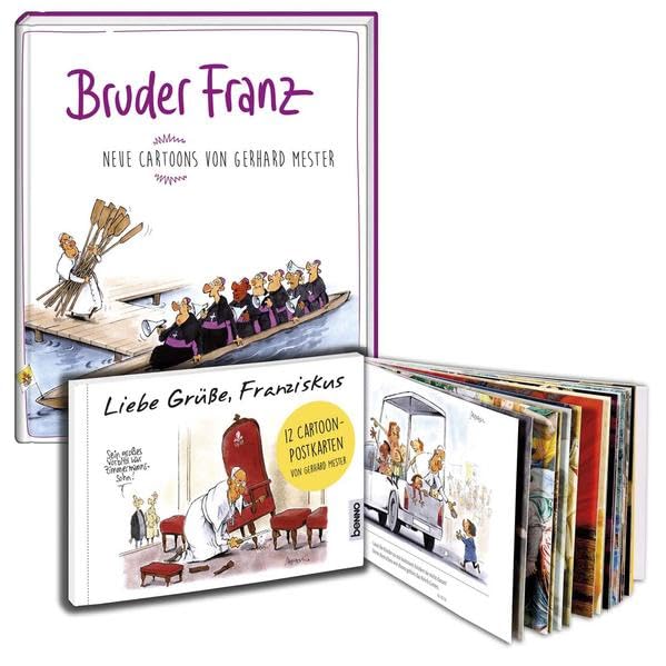 Set 'Bruder Franz' & 'Liebe Grüße, Franziskus': Cartoonbuch und Postkartenbuch Manga