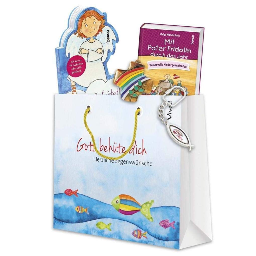Geschenktasche zur Erstkommunion (5-tlg.): Große Geschenktasche mit vier Präsenten: Buch, Geschenkbuch, Wandkreuz und Schlüsselanhänger Non-fiction