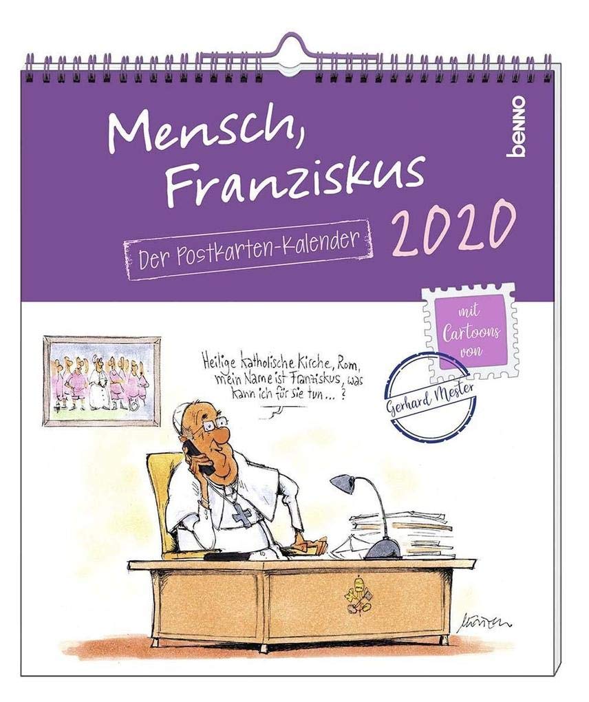 Mensch, Franziskus 2020: Der Postkarten-Kalender mit Cartoons von Gerhard Mester Manga