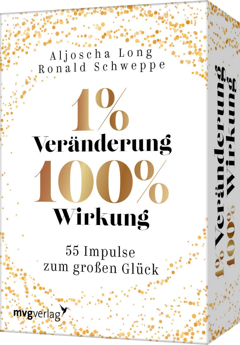 1 % Veränderung, 100 % Wirkung: 55 Impulse zum großen Glück. Mit kleinen Schritten große Ziele erreichen. Das Kartendeck für mehr Erfolg und Zufriedenheit in Beruf und Privatleben Business, Finance & Career
