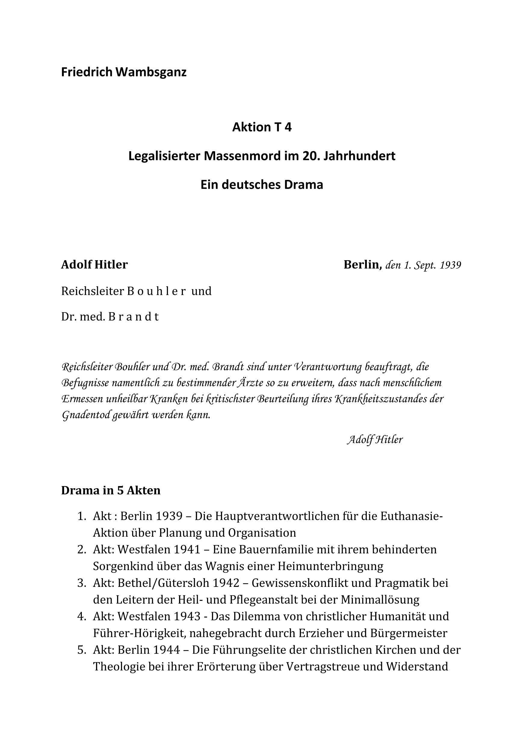 Aktion T4 - Legalisierter Massenmord im 20. Jahrhundert: Ein deutsches Drama Contemporary literature
