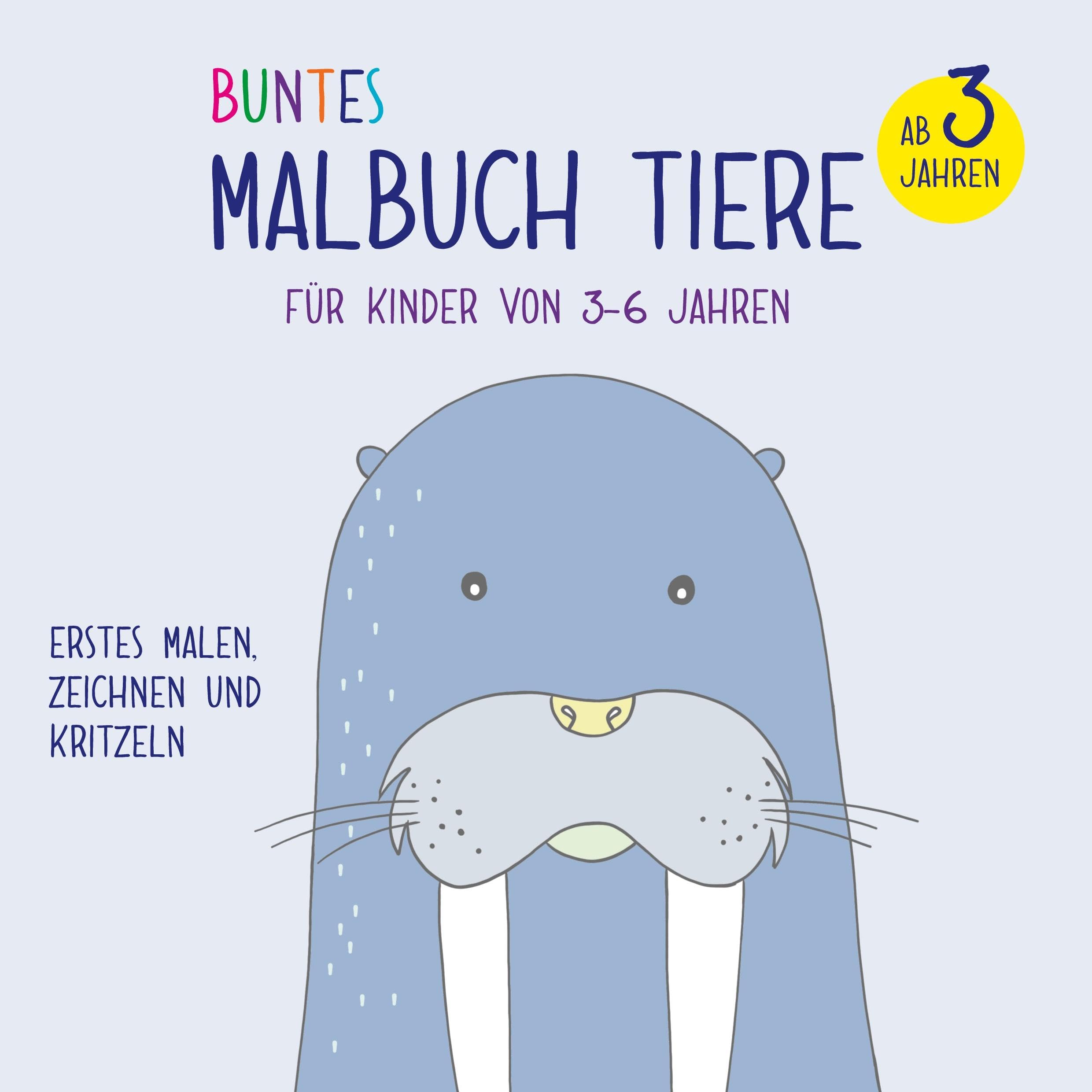 Buntes Malbuch Tiere für Kinder von 3-6 Jahren Children's books