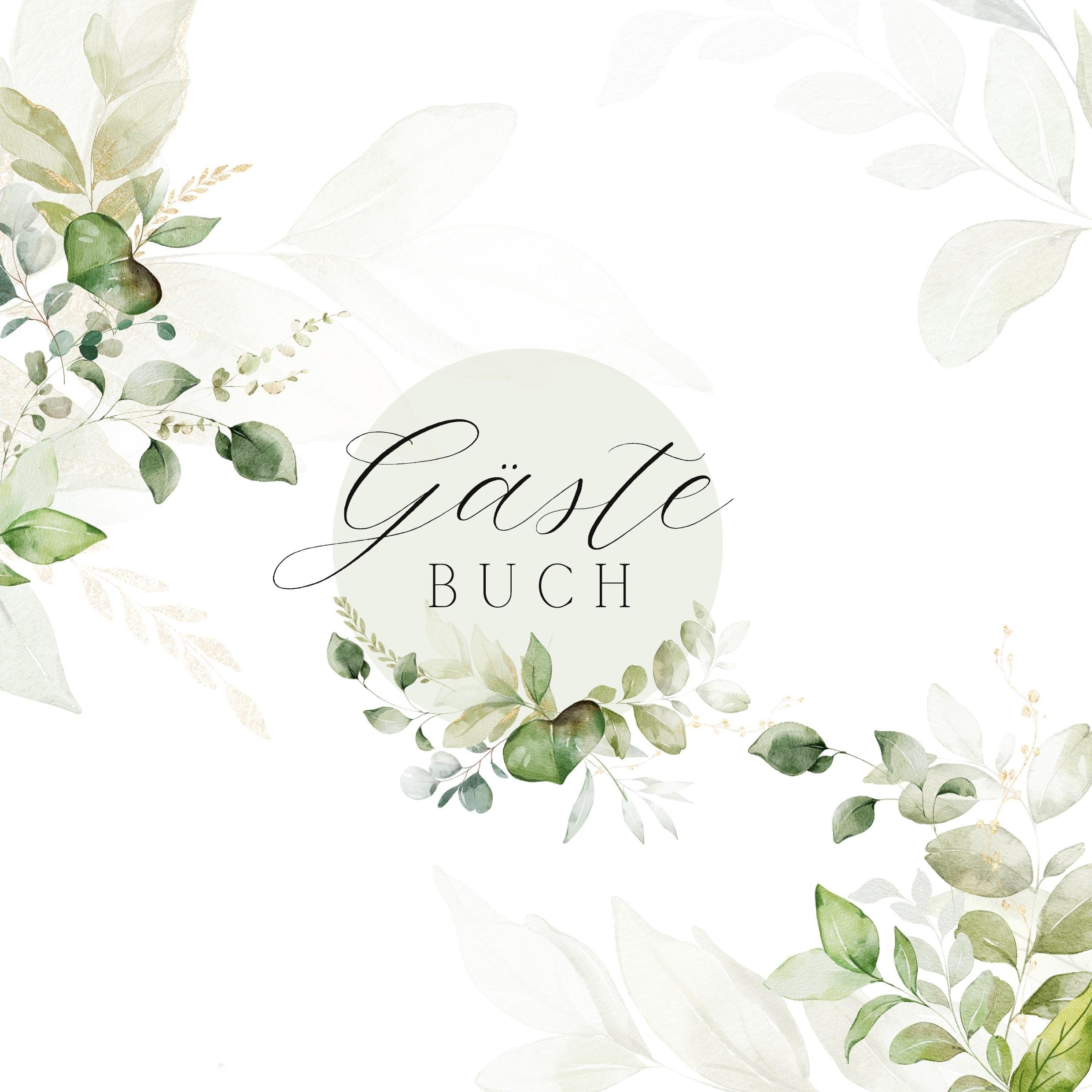 Gästebuch mit Eukalyptus: Blanko greenery boho Gästebuch für jeden Anlass Living & Furnishing
