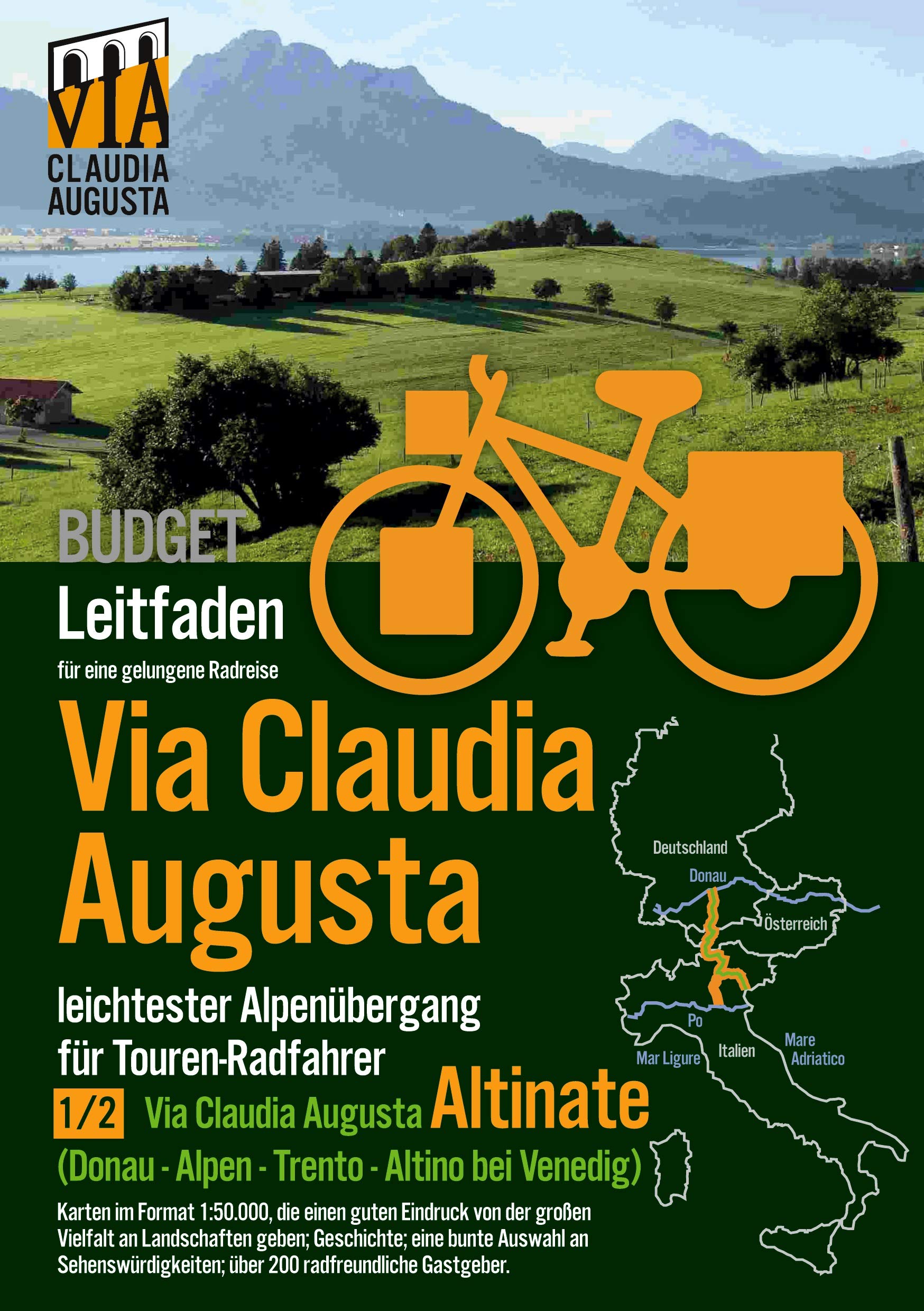 Rad-Route Via Claudia Augusta 1/2 Altinate Budget: Leitfaden für eine gelungene Rad-Reise (schwarz-weiß) Leisure, Home & Garden