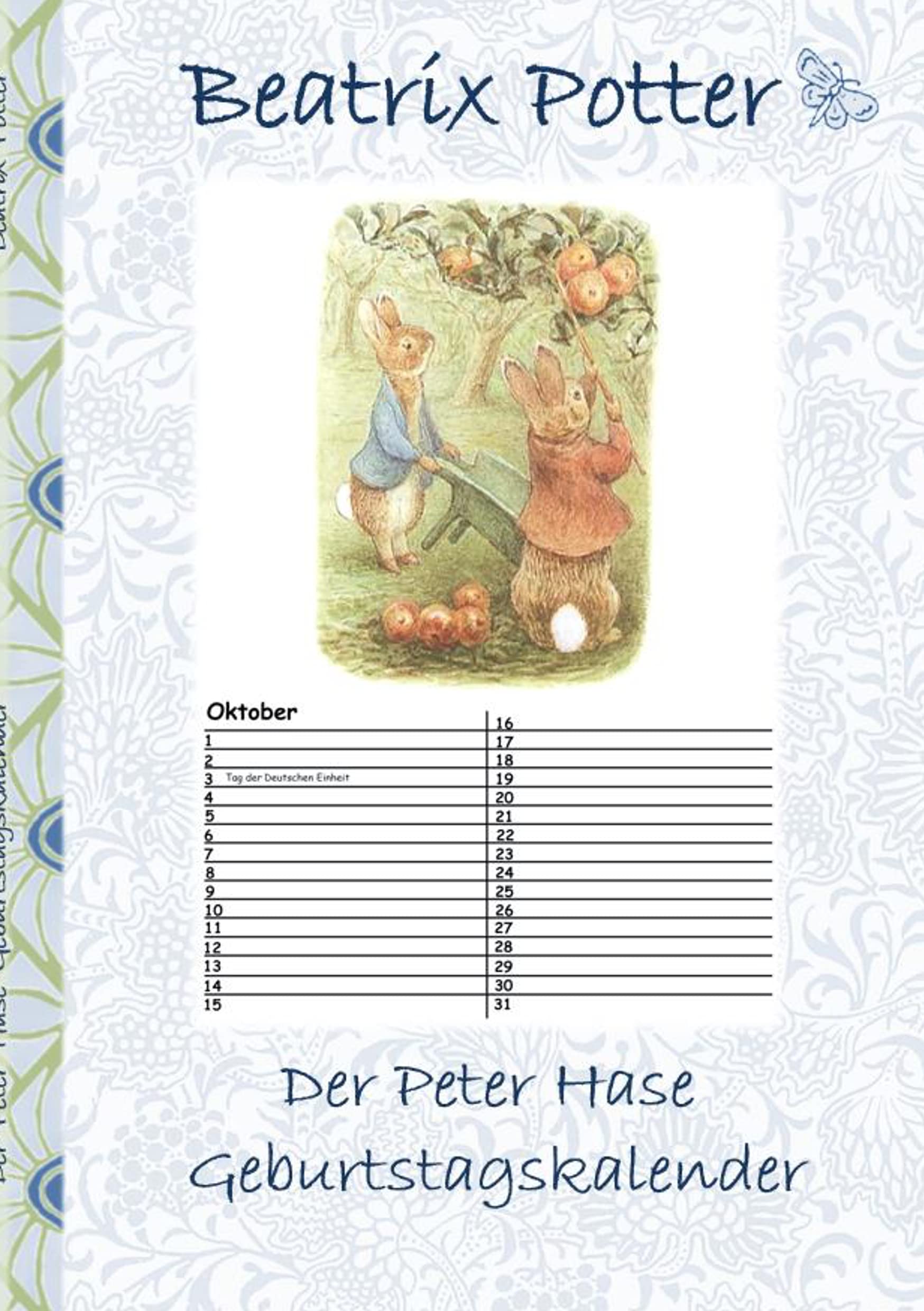 Der Peter Hase Geburtstagskalender: Immerwährender Kalender mit Motiven von Peter Hase Lifestyle