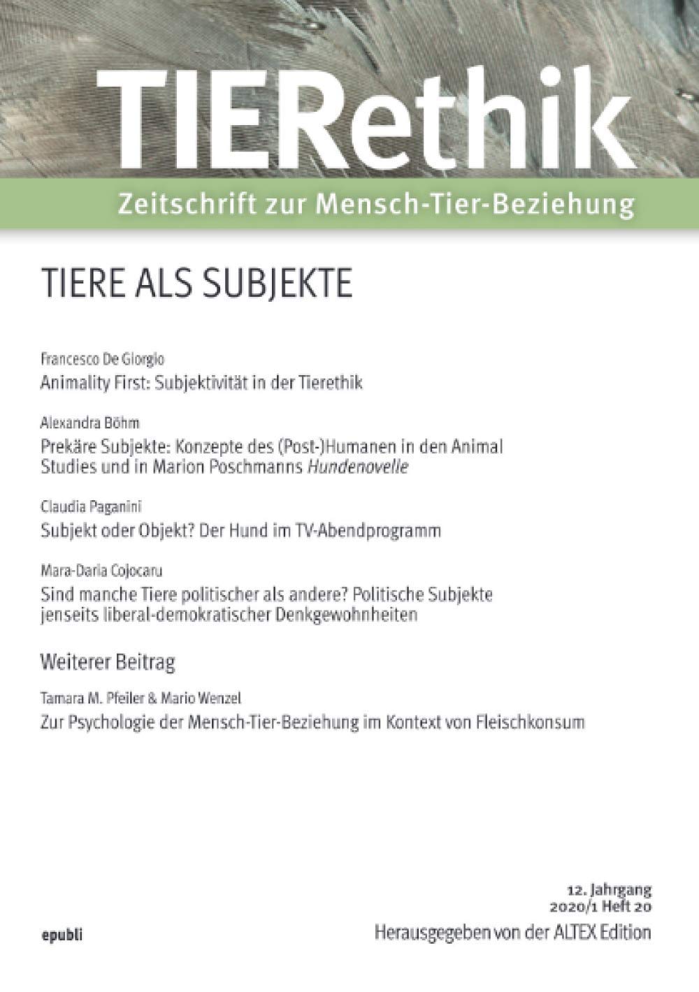 Tierethik (12. Jahrgang 2020/1): Zeitschrift zur Mensch-Tier-Beziehung Law