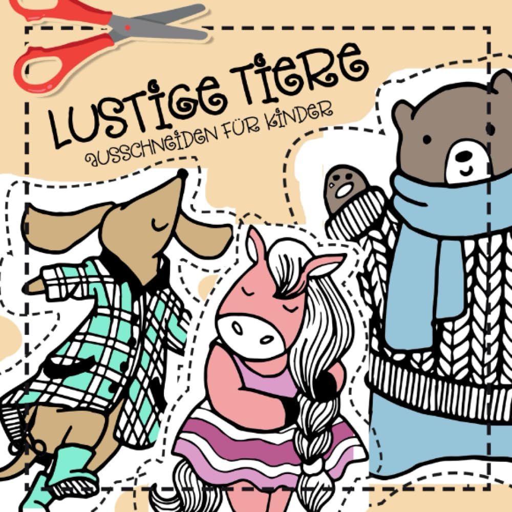 Ausschneiden für Kinder - Lustige Tiere: - Ausschneidebuch ab 4 Jahre: Bastelbuch ab 4 Jahre | Malbuch für Kinder | Bastelvorlagen Tiere Malbuch | Geschenk Kind 4 Jahre , 22x22 cm Study Guides
