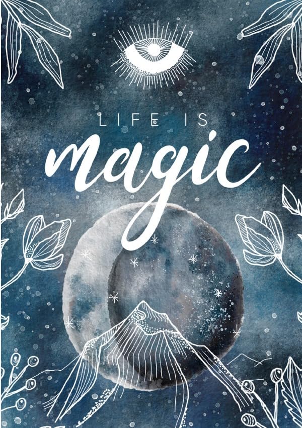 Moon Collection / Notizbuch, Bullet Journal, Journal, Planer, Tagebuch "Life is Magic" Living & Furnishing