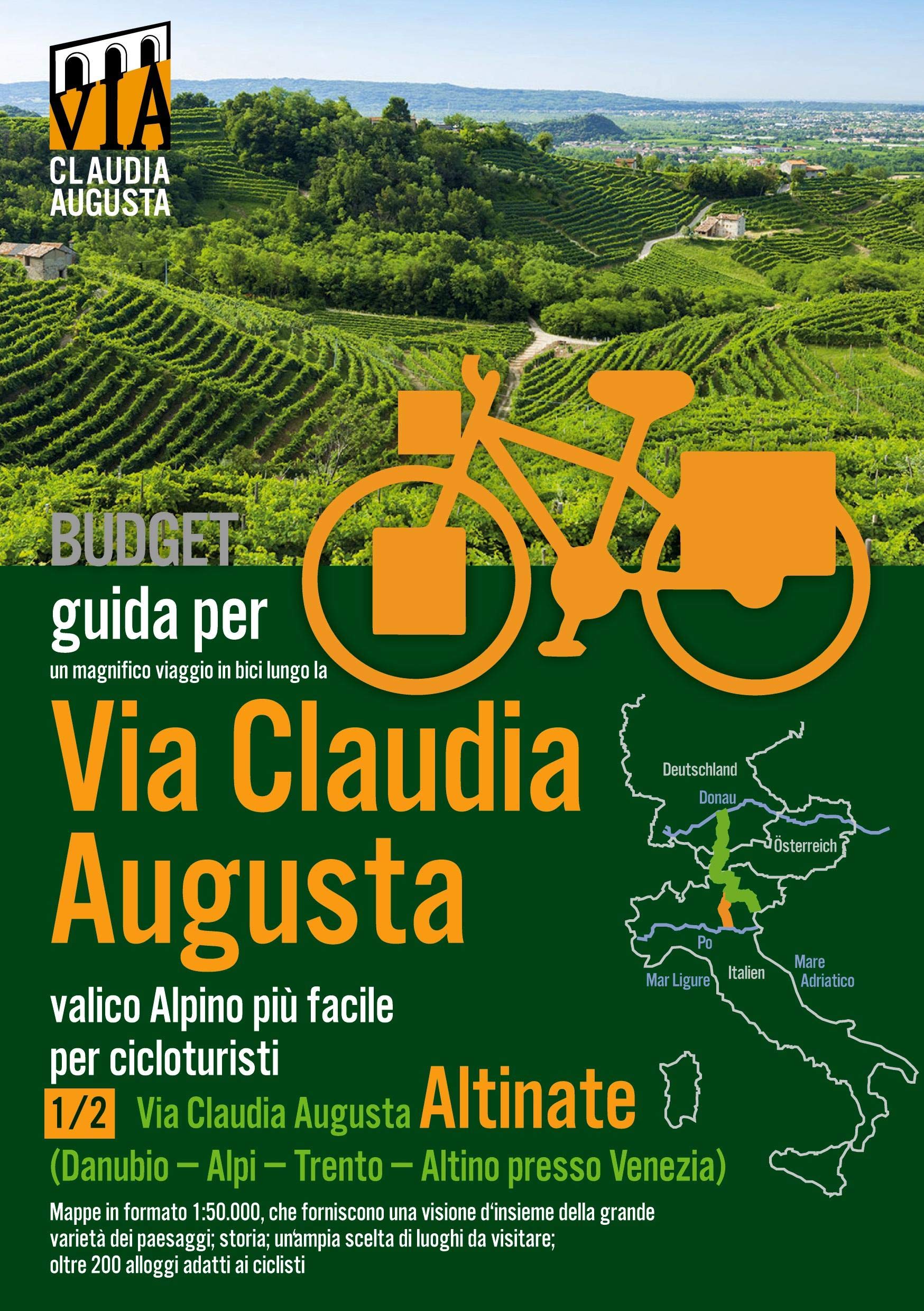 Percorso ciclabile Via Claudia Augusta 1/2 "Altinate" BUDGET: Guida per un magnifico viaggio in bici (in bianco e nero) (Percorso ciclabile Via Claudia Augusta BUDGET) Leisure, Home & Garden