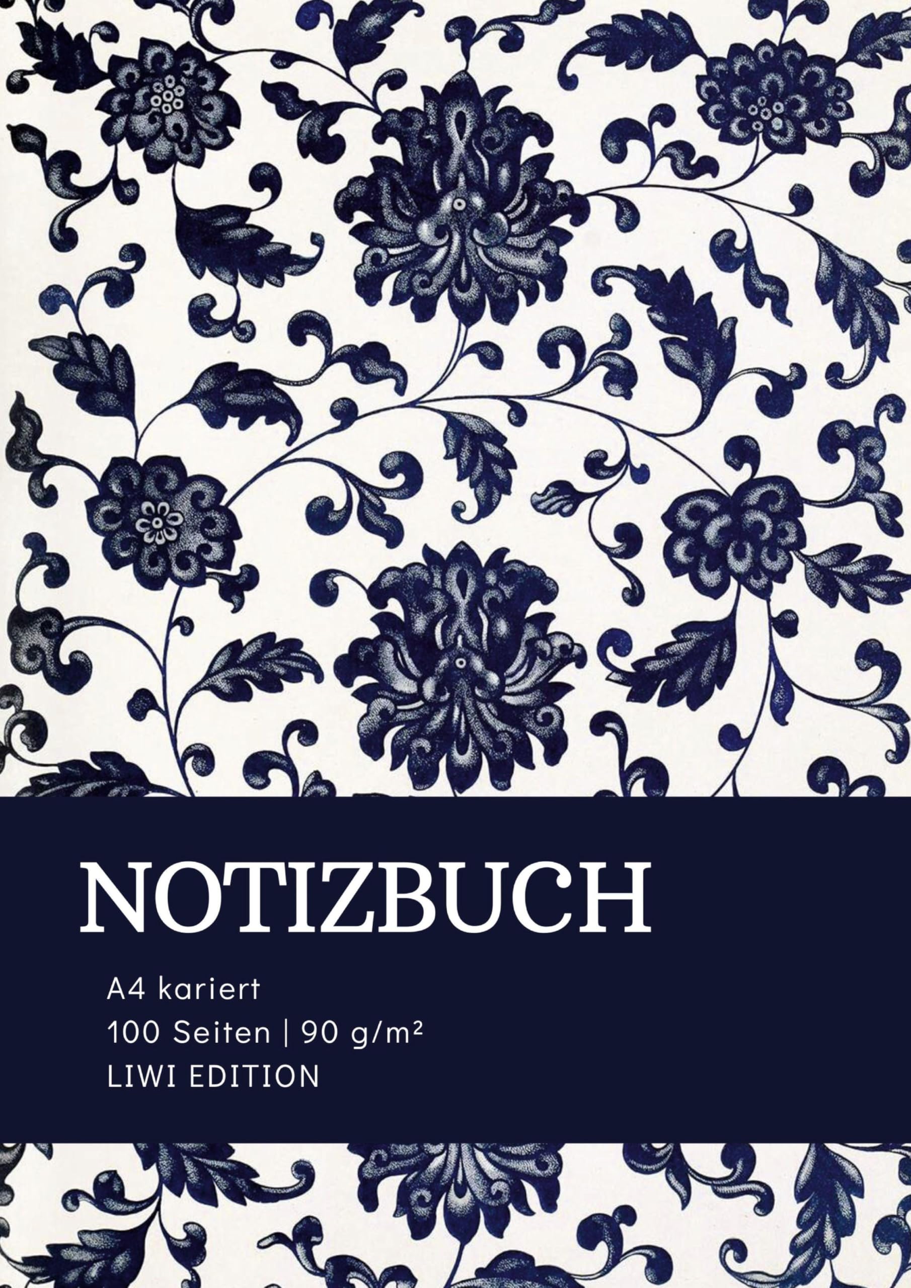Notizbuch A4 kariert - 100 Seiten Soft Cover floral blau - FSC Papier Essays & Short Stories