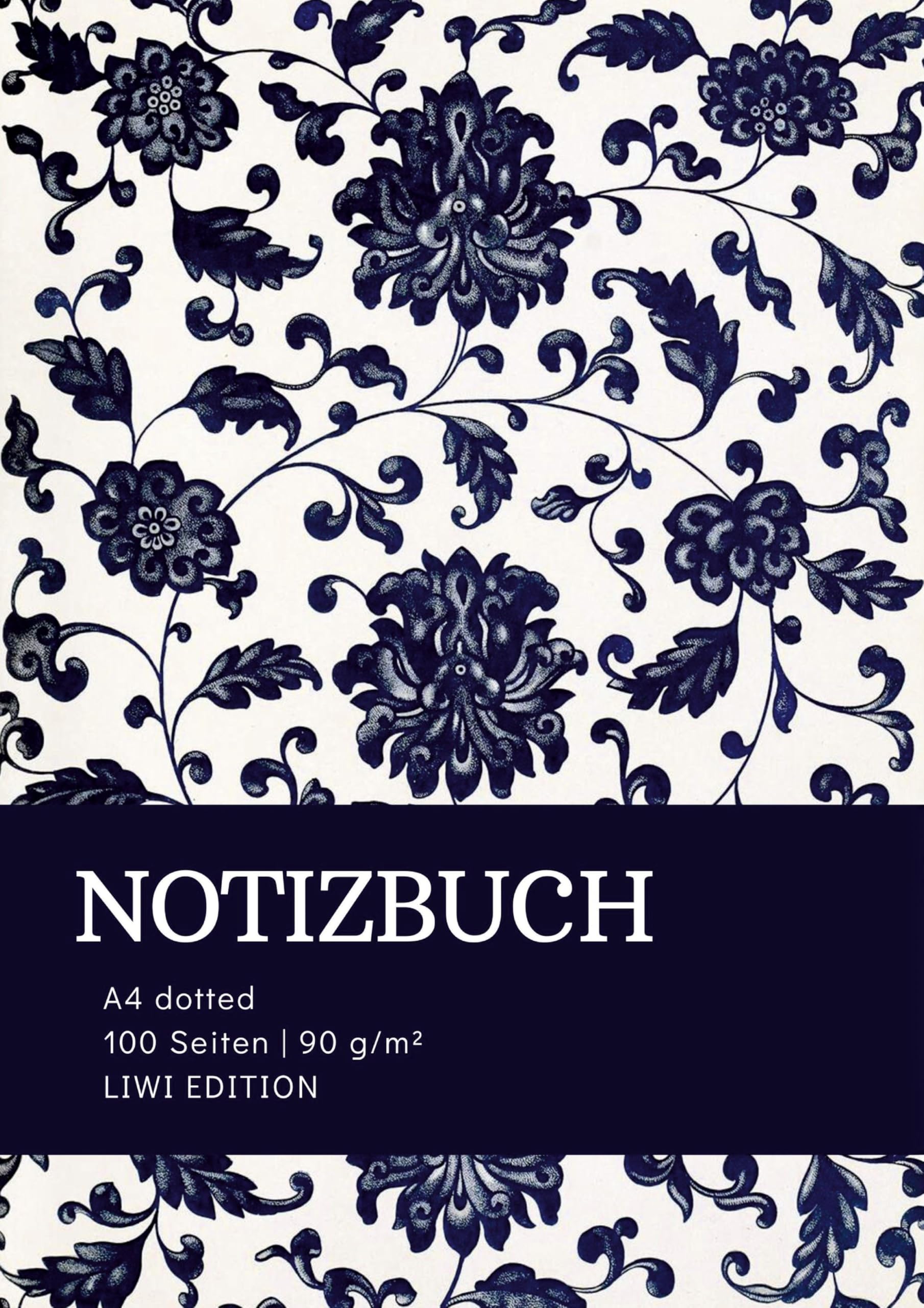 Notizbuch A4 dotted - 100 Seiten Soft Cover - floral blau - FSC Papier Classics
