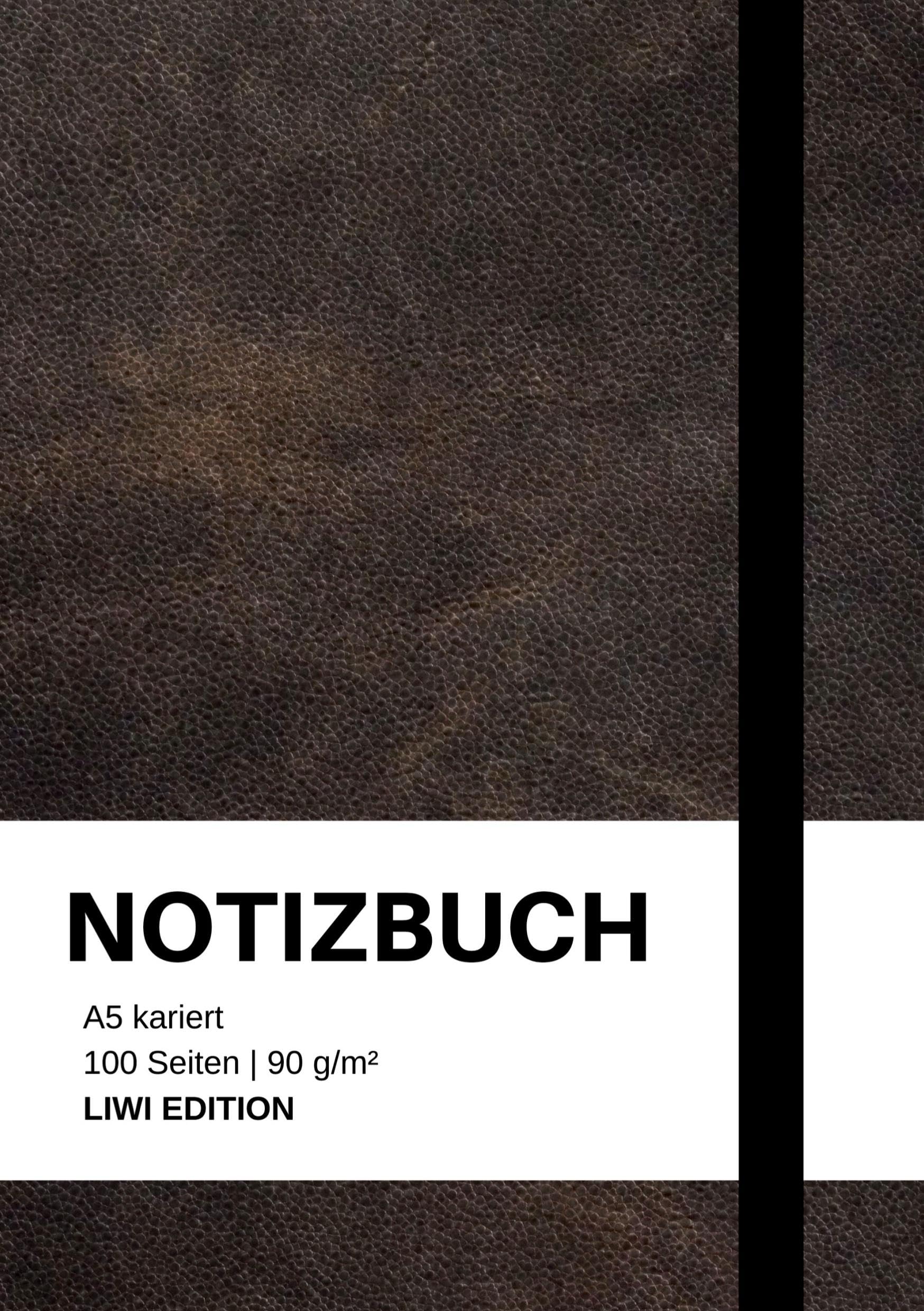 Notizbuch A5 kariert - 100 Seiten 90g/m² - Soft Cover Schwarz - FSC Papier Classics