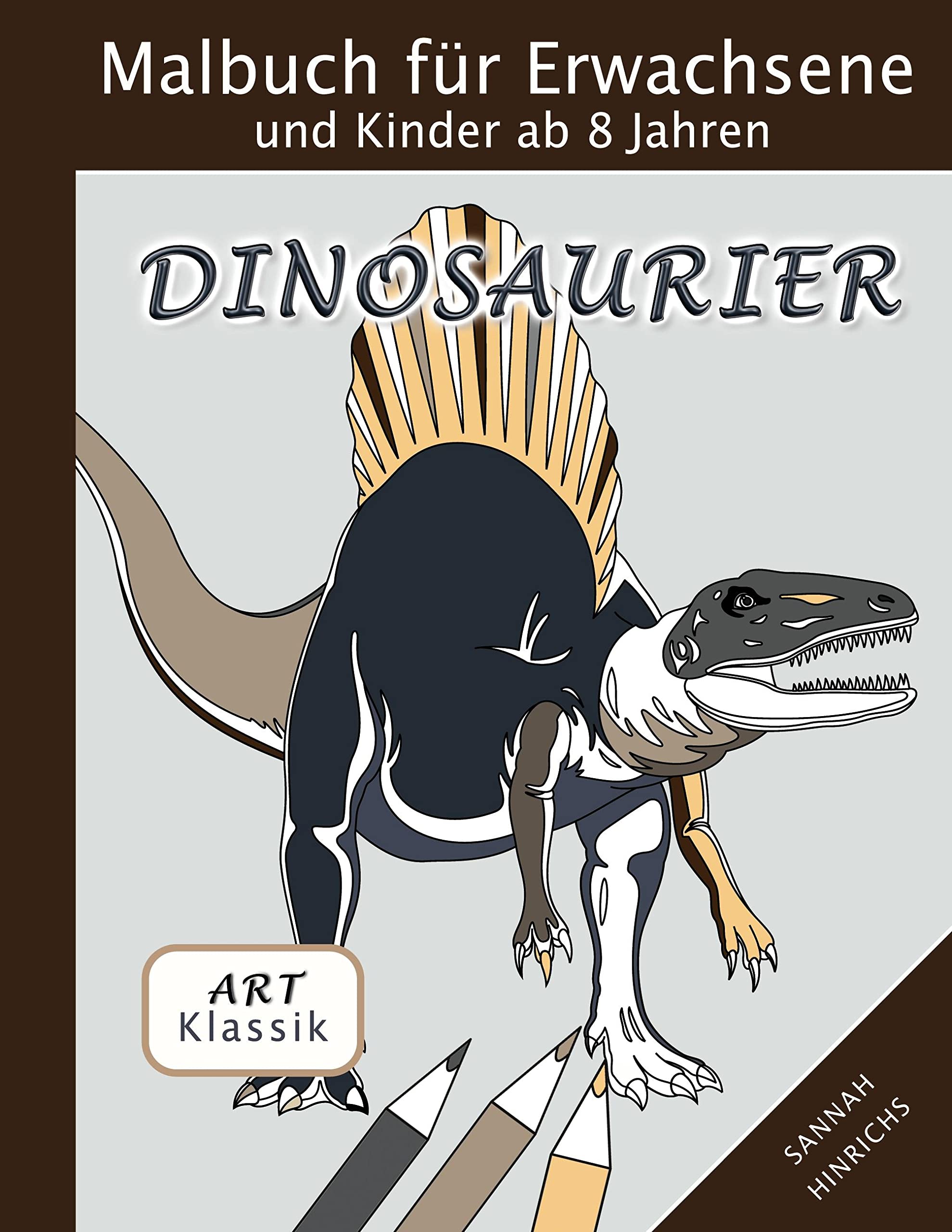 Klassik Art Malbuch für Erwachsene und Kinder ab 8 Jahren - Dinosaurier Lifestyle