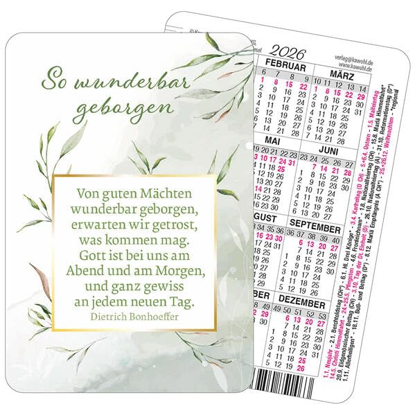 So wunderbar geborgen: Spielkartenkalender 2026 Calendars