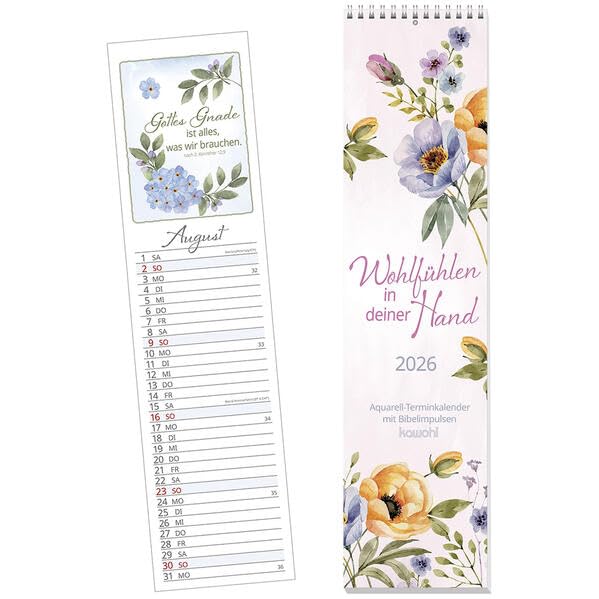 Wohlfühlen in deiner Hand 2026: Aquarell-Terminkalender mit Bibelimpulsen Calendars