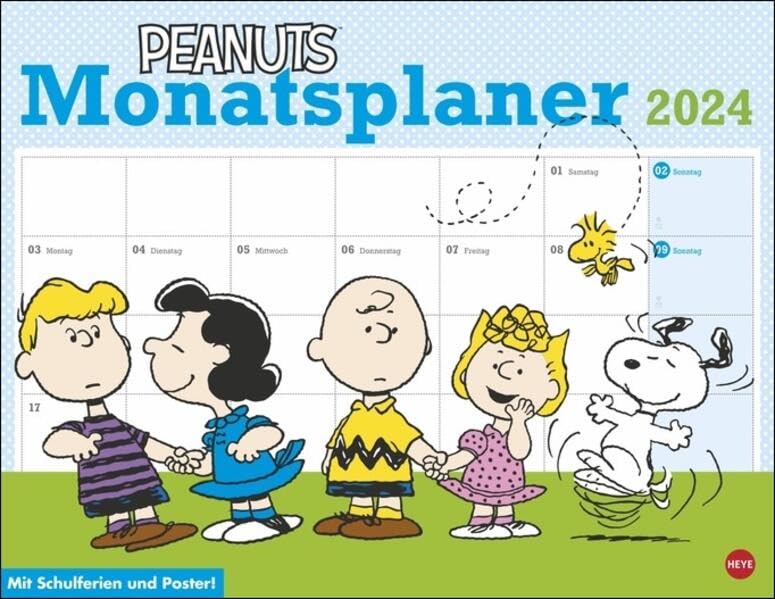 Peanuts Monatsplaner 2024. Praktischer Wandplaner mit den bekannten Peanuts-Comics. Kultiger Wandkalender zum Eintragen. Terminkalender mit lustigen Bildergeschichten. Calendars