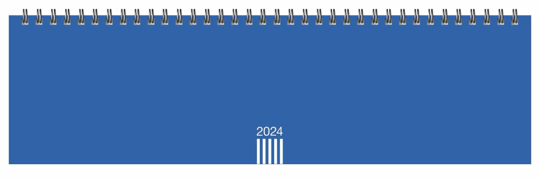Wochenplaner quer 2024 in blau. Praktischer Tischquerkalender zum Umklappen. Zeitloser Spiral-Kalender 2024 fürs Büro. Wochenplaner für den Schreibtisch. book