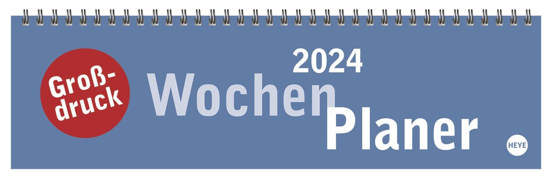 Großdruck Wochenquerplaner 2024. Praktischer Tischquerkalender mit extra großer Schrift. Schlichter Tischkalender 2024 fürs Büro. Wochenplaner für den Schreibtisch. Calendars