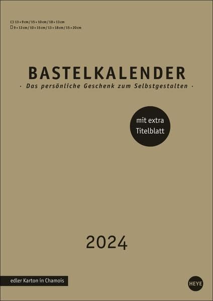 Bastelkalender 2024 Premium gold A4. Blanko-Kalender zum Basteln und Bemalen mit extra Titelblatt für eine persönliche Gestaltung. Foto- und Bastelkalender 2024. Calendars