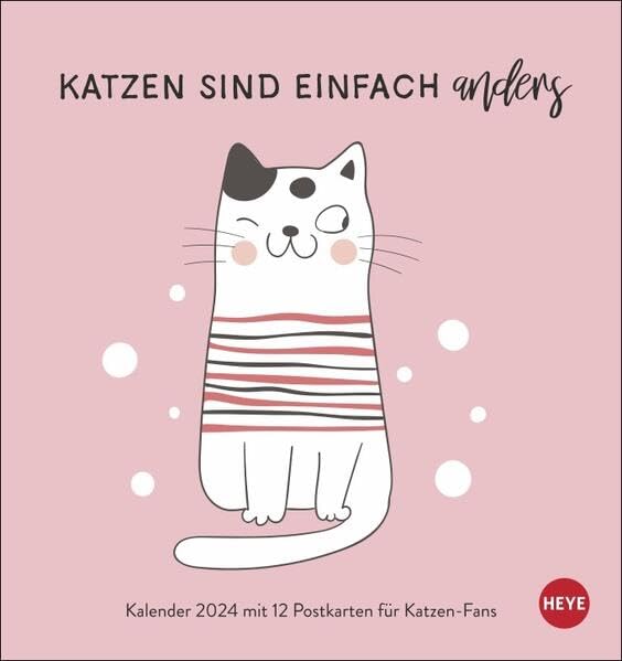 Katzensprüche Postkartenkalender 2024. Weisheiten über Samtpfoten in einem kleinen Kalender voll typografischer Details. Ein Muss für Katzenliebhaber, der Postkarten-Tischkalender. Film, Art & Culture