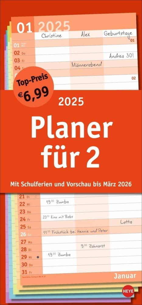 Basic Planer für zwei 2025: Praktischer Wandplaner für 2 mit 3 Spalten. Wandkalender mit Schulferien und 3-Monats-Ausblick. Terminkalender 2025 zum Eintragen. book