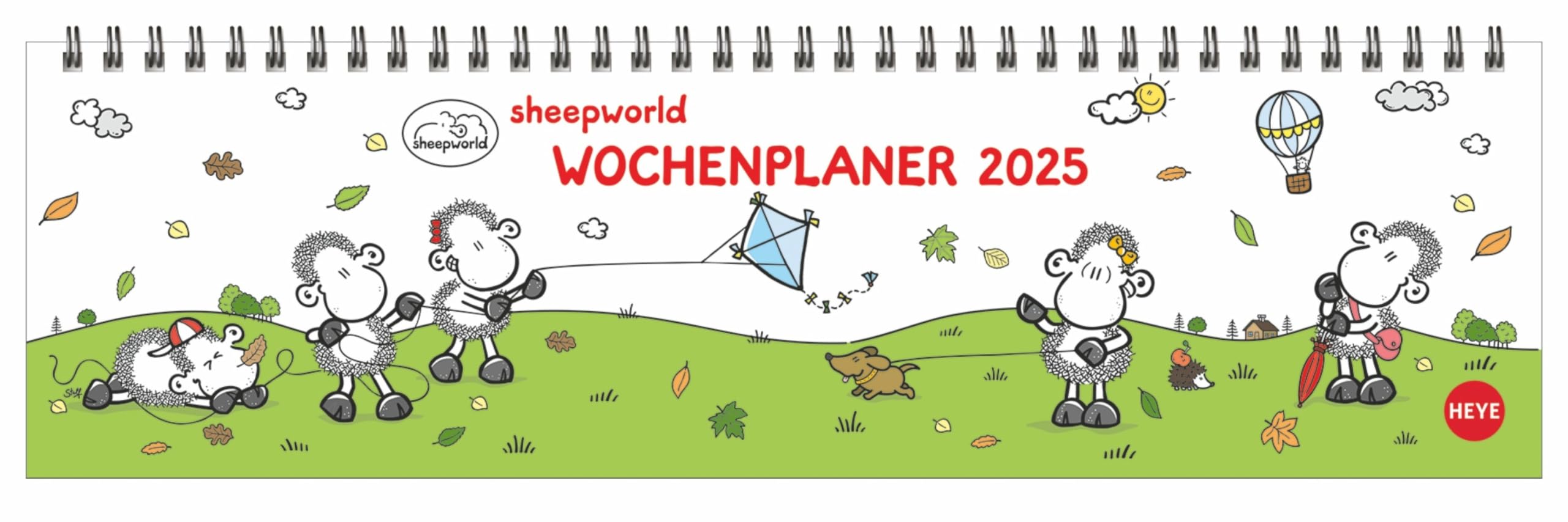 sheepworld Wochenquerplaner 2025: Praktischer Tischquerkalender mit Spiralbindung und niedlichen Schaf-Cartoons. Liebevoll illustrierter Tisch-Kalender. book