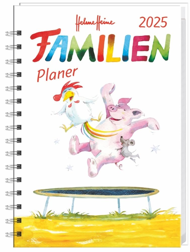 Helme Heine: Familienplaner-Buch A6 2025: Familienkalender mit 4 Spalten. Liebevoll illustrierter Buch-Kalender mit Einstecktasche und Schulferien. Terminplaner mit 160 Seiten. book