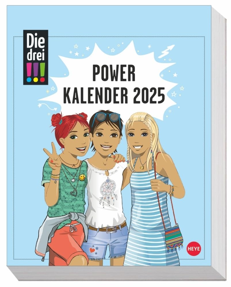 Die drei !!! Tagesabreißkalender 2025: Tipps von Kim, Marie und Franzi und Fakten über die drei Ausrufezeichen in einem coolen Kalender 2025 für jeden ... cm, mit Aufsteller (Tagesabreißkalender Heye) Calendars