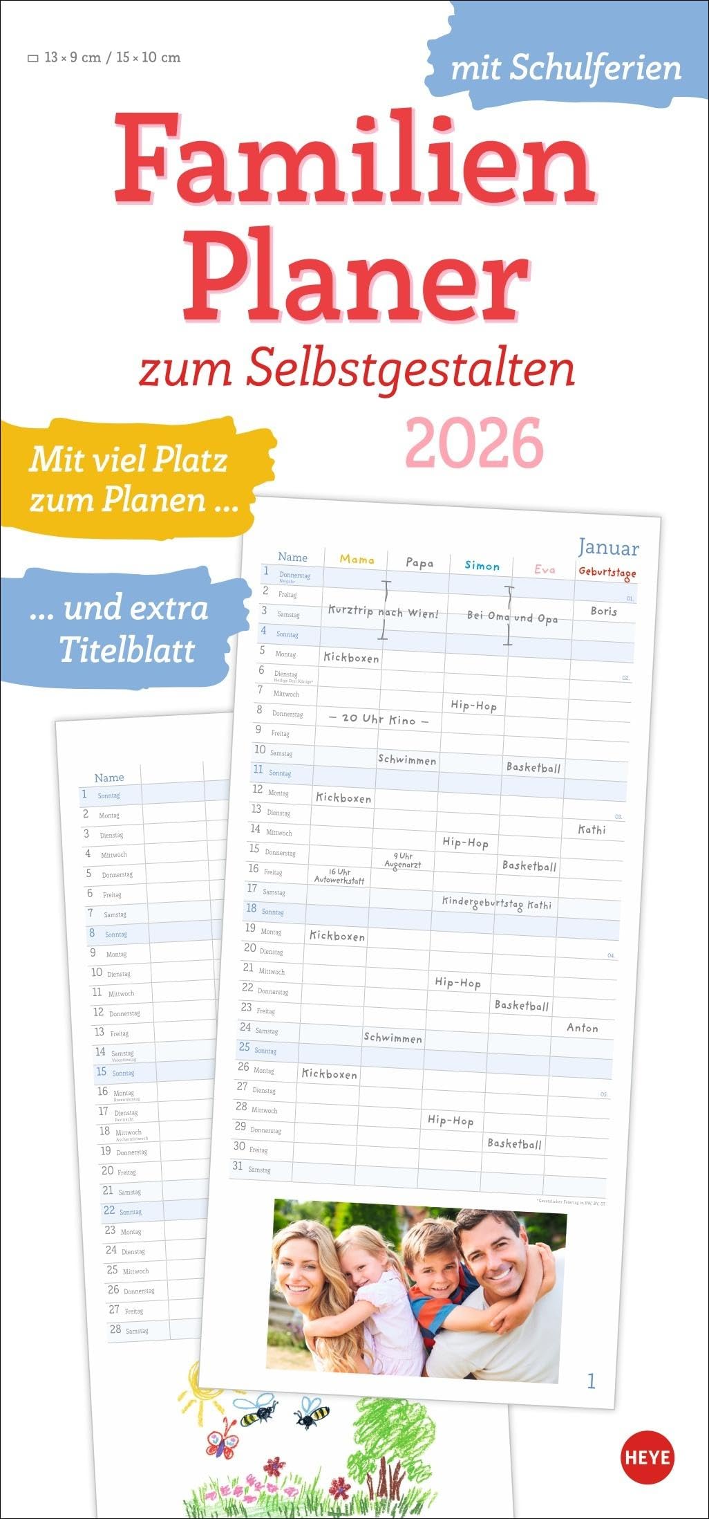 Familienplaner zum Selbstgestalten 2026: Blanko-Kalender zum Basteln mit extra Titelblatt für eine persönliche Gestaltung und viel Platz für Notizen. ... 2026. 21 x 45 cm. (Familienplaner Heye) Hobbies & Crafts