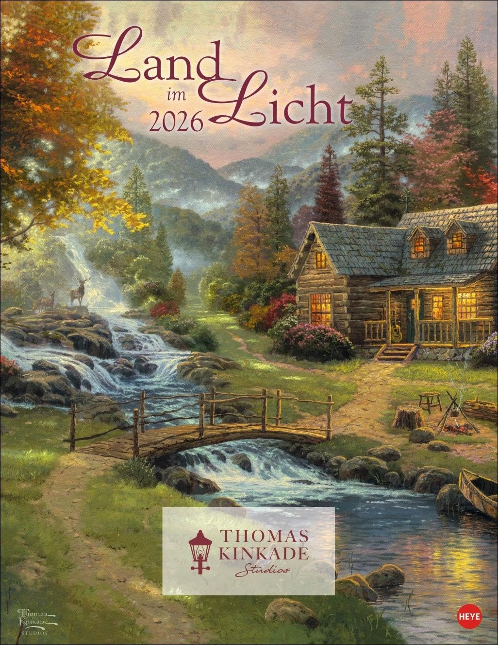 Thomas Kinkade: Land im Licht Kalender 2026: Kunstvoller Wandkalender mit idyllischen Gemälden und Bildzitaten. Einzigartiger Kunst-Kalender. 34 x 44 cm. Hochformat. Film, Art & Culture